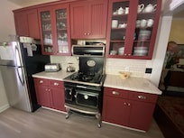 Kitchen with cool retro gas stove (modern)