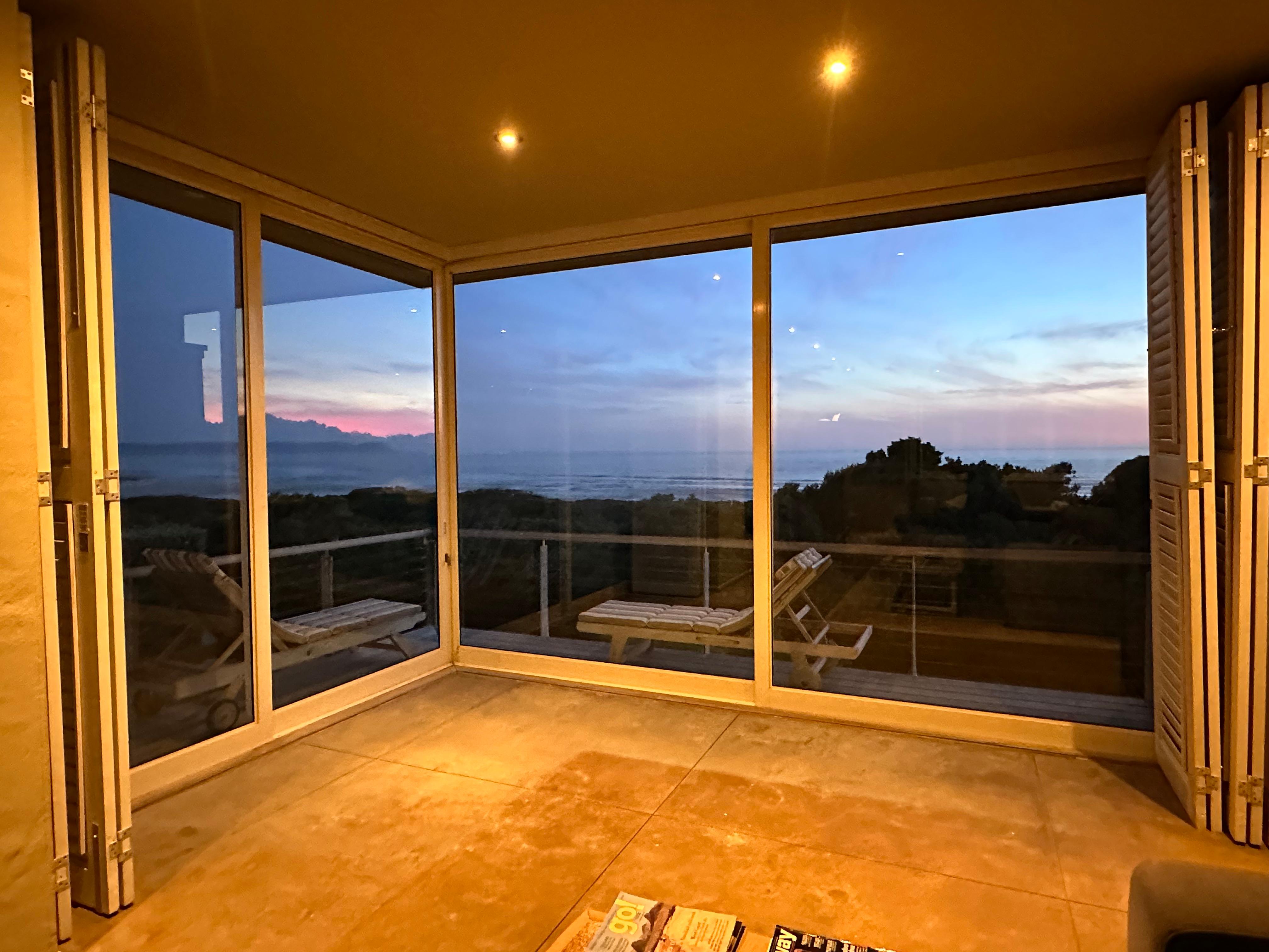 Sunset view of beach and ocean