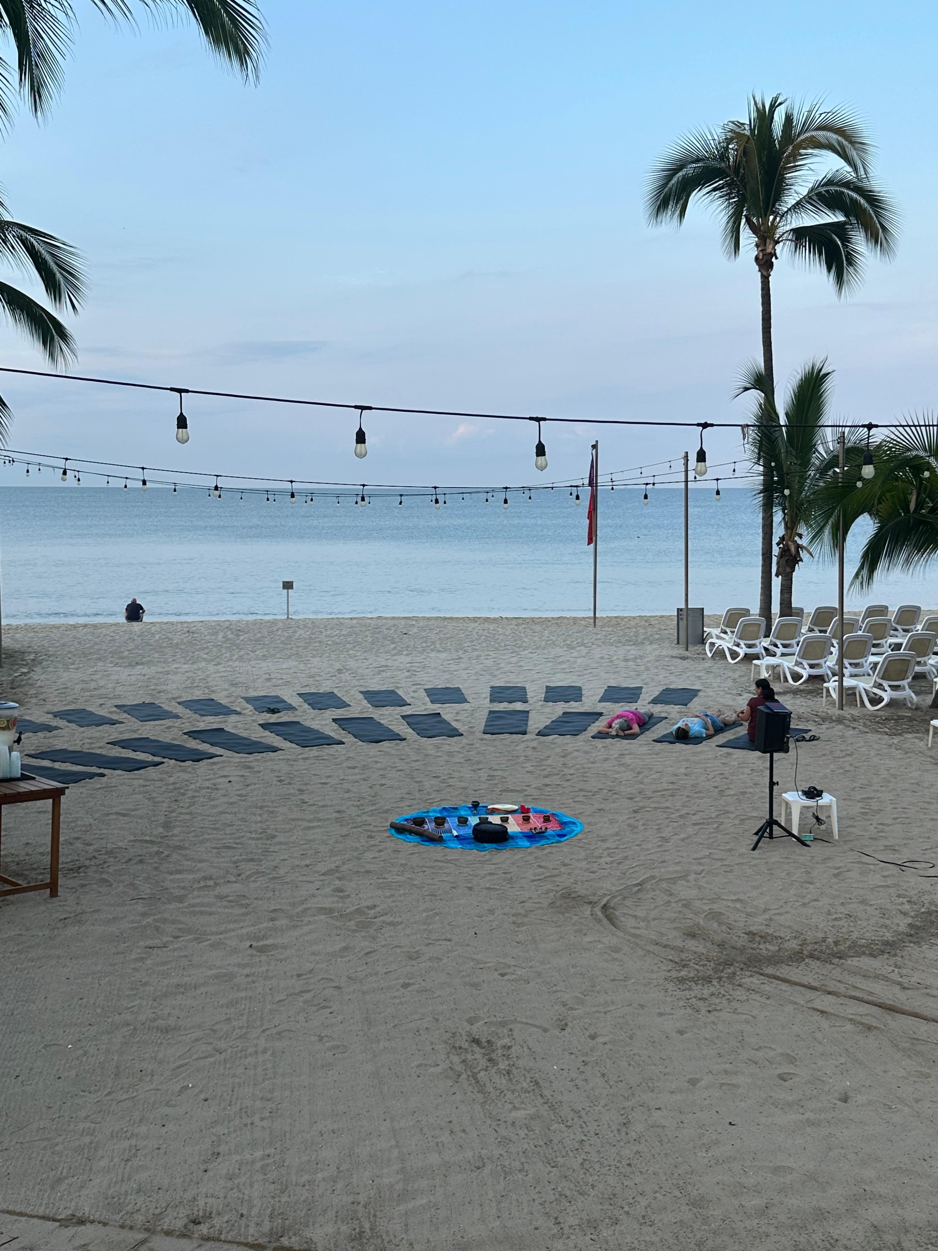 Set up for Tibetan Meditation at the beach