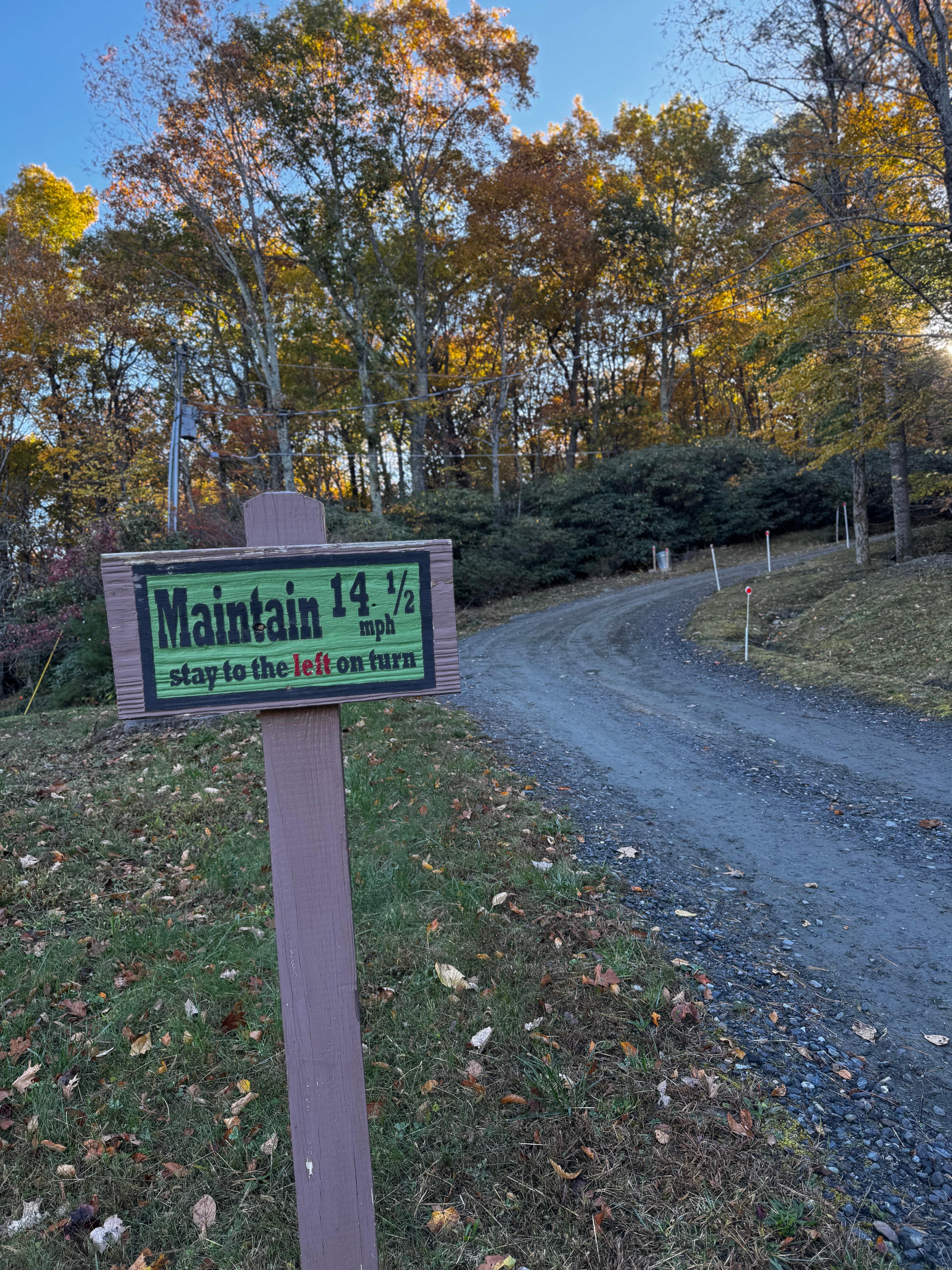 Loved this sign! It's looking up the road...the house is around that corner and on the right