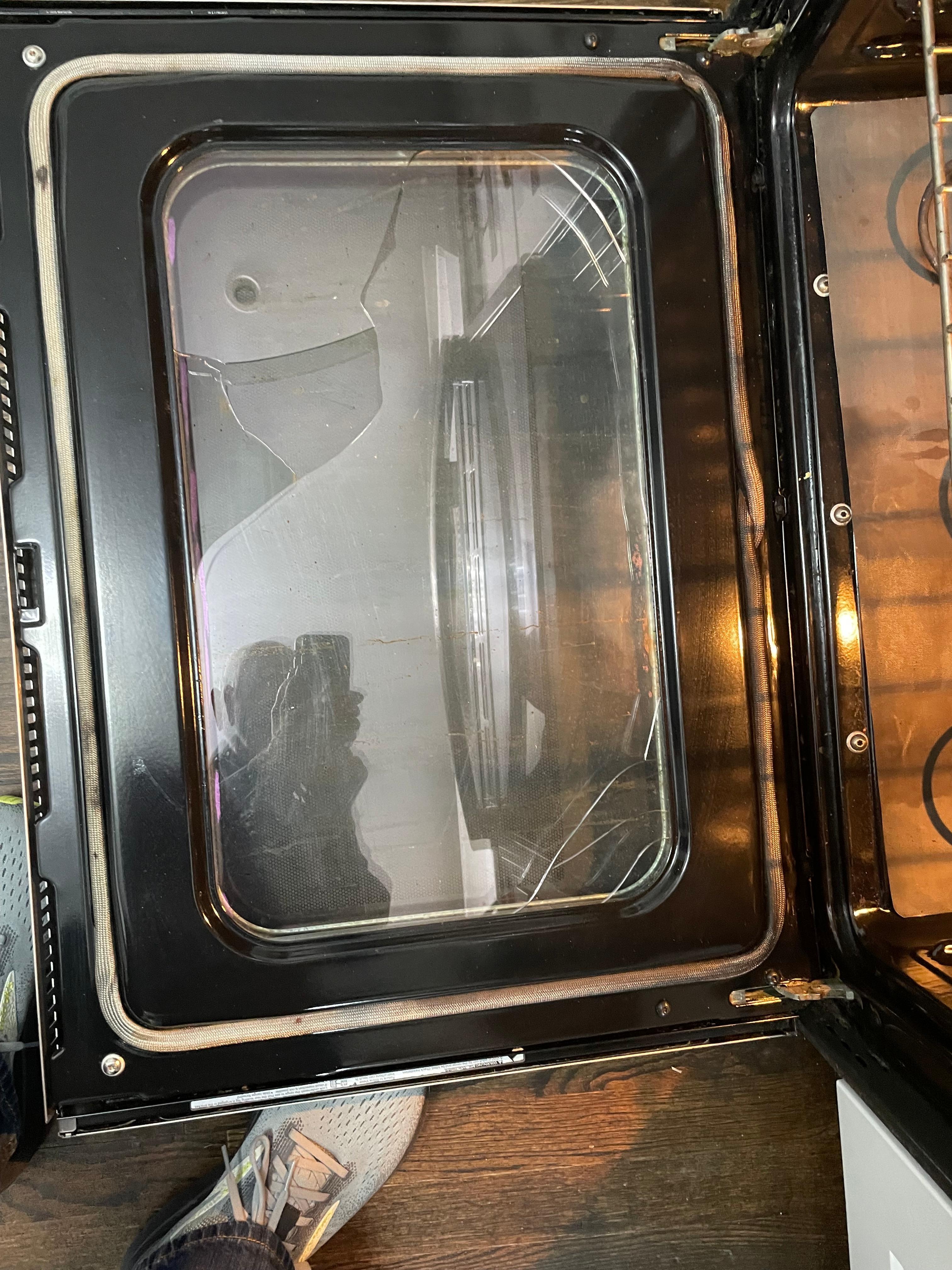 Broken oven glass in door 