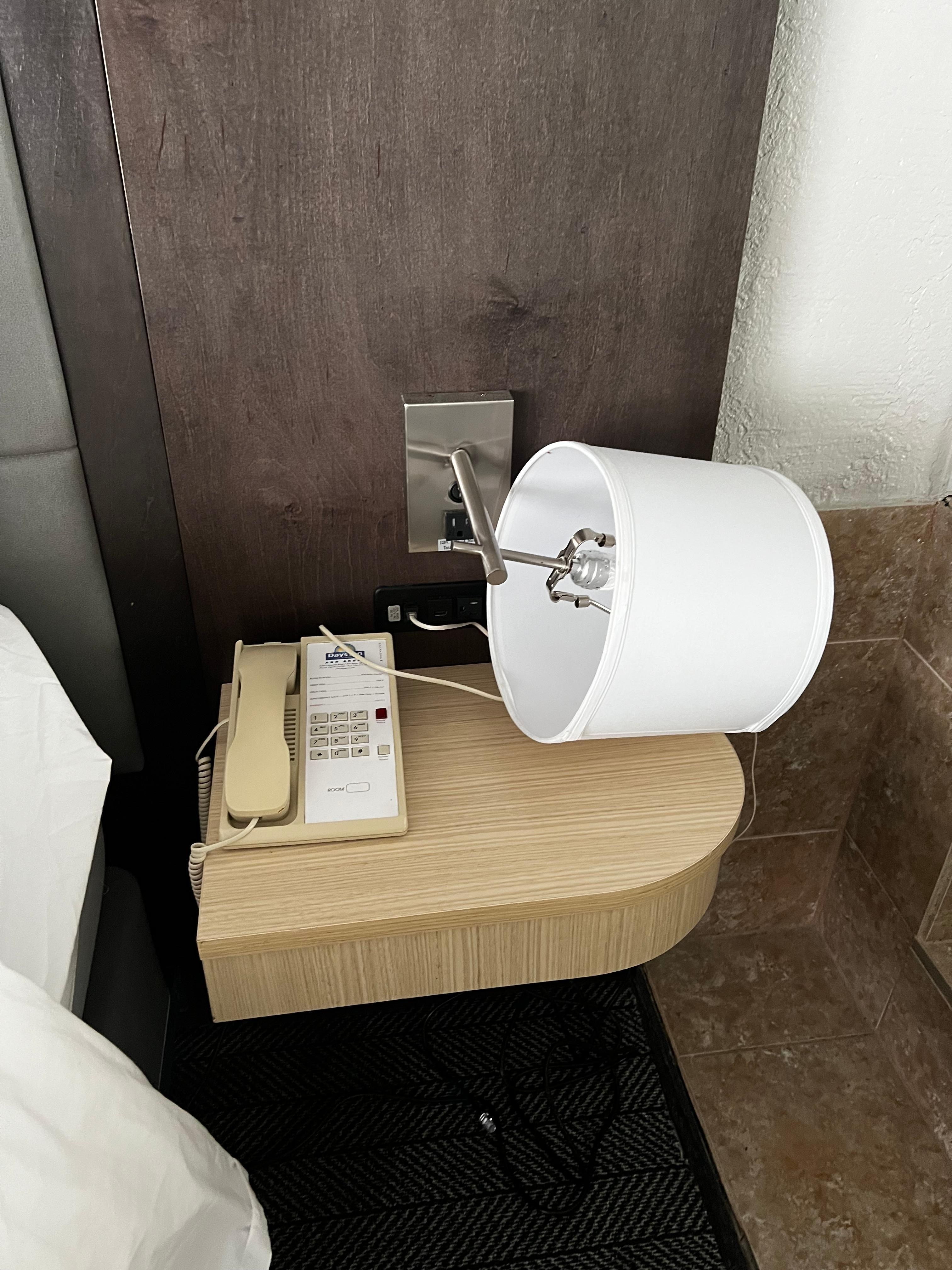 Broken bedside lamp.