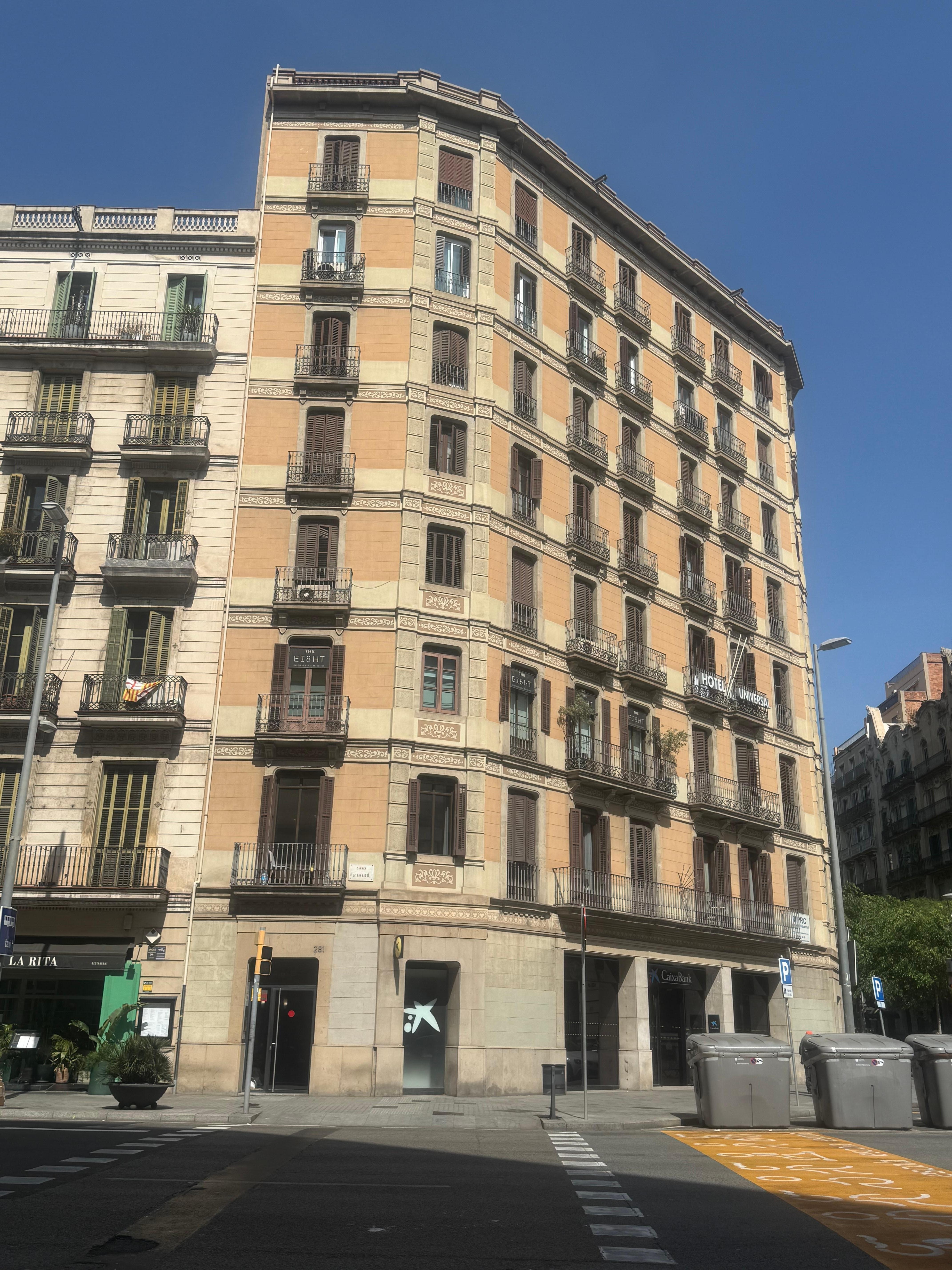 The hotel was only on the first floor of this building. 