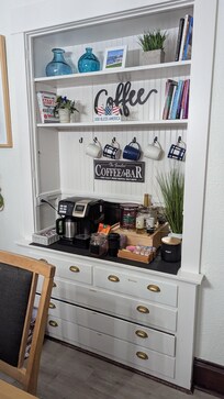 Well stocked coffee/tea bar