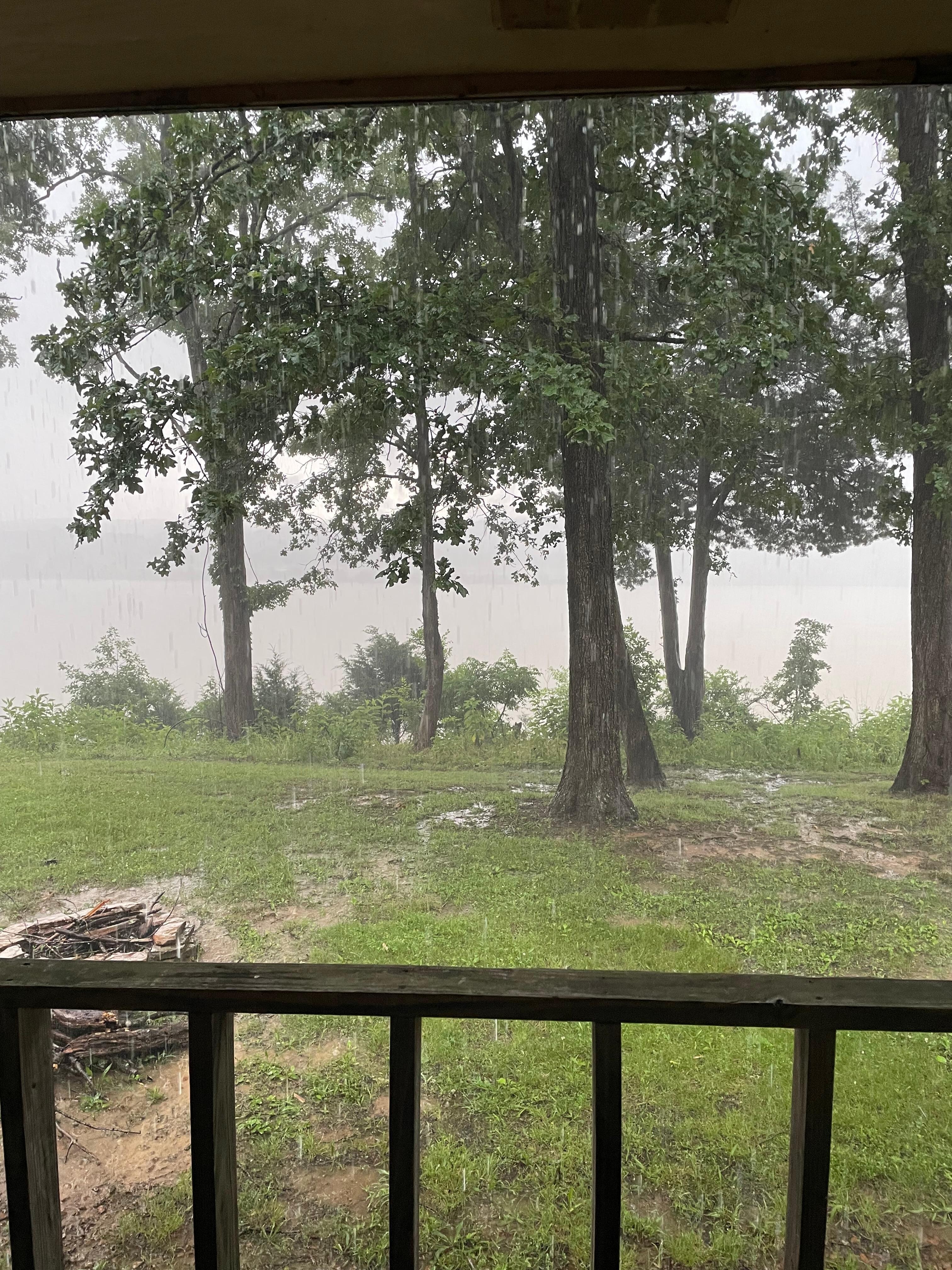 Deck off house with river view