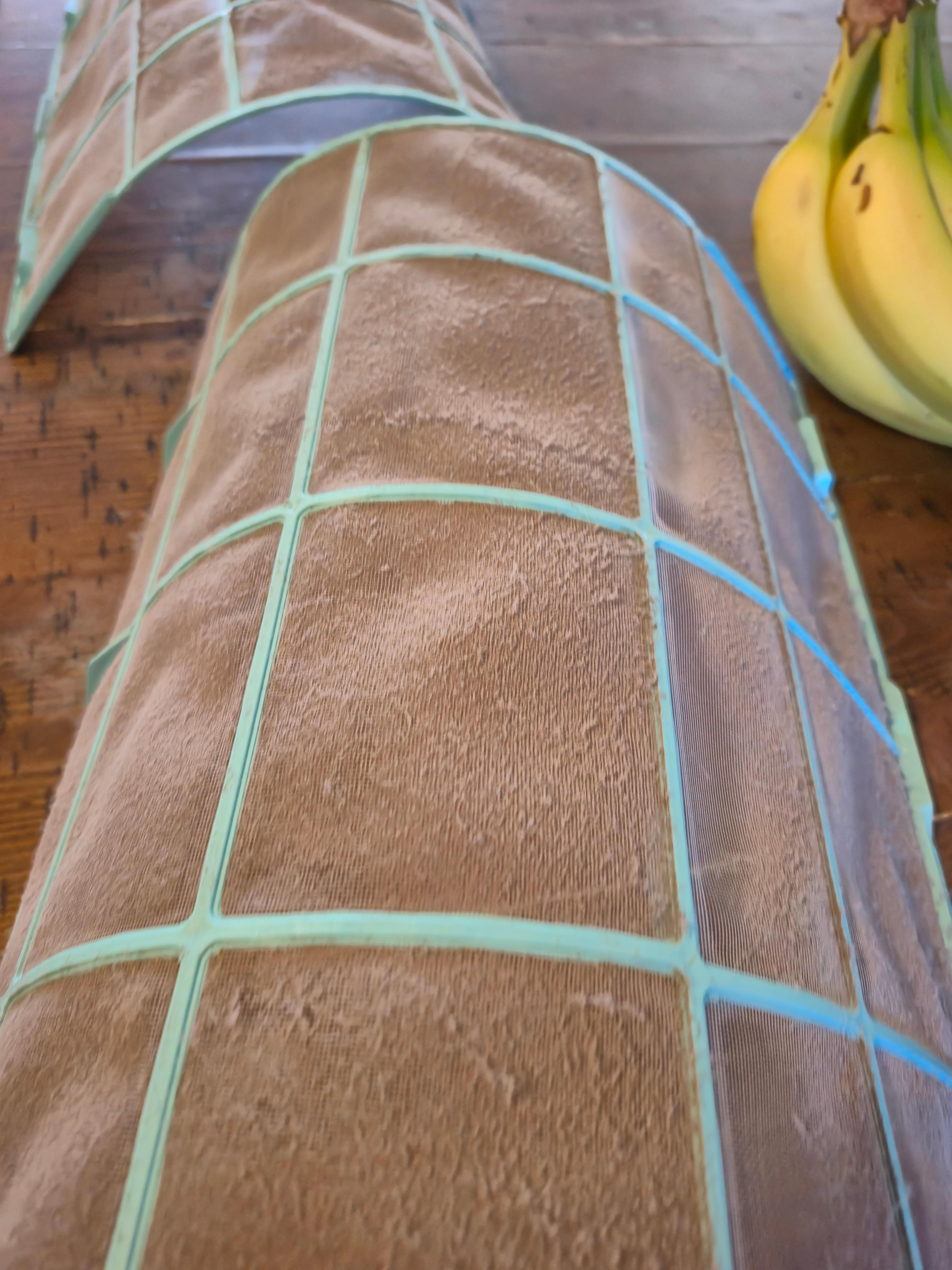 AC filter, caked with dust. Hadn't been cleaned.