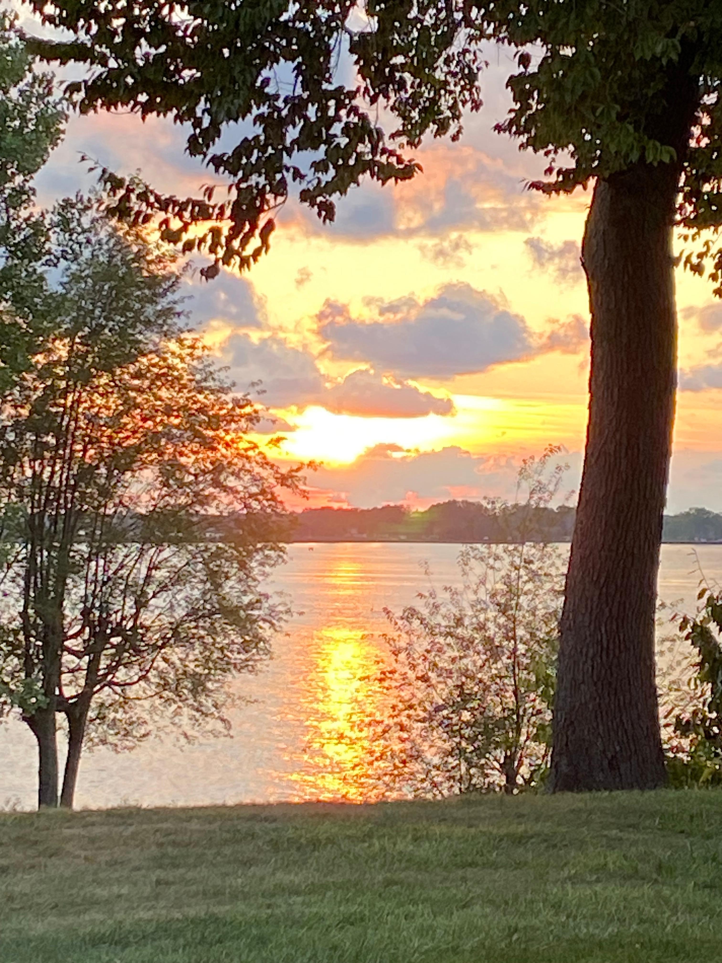 Viewing a sunset from the backyard.