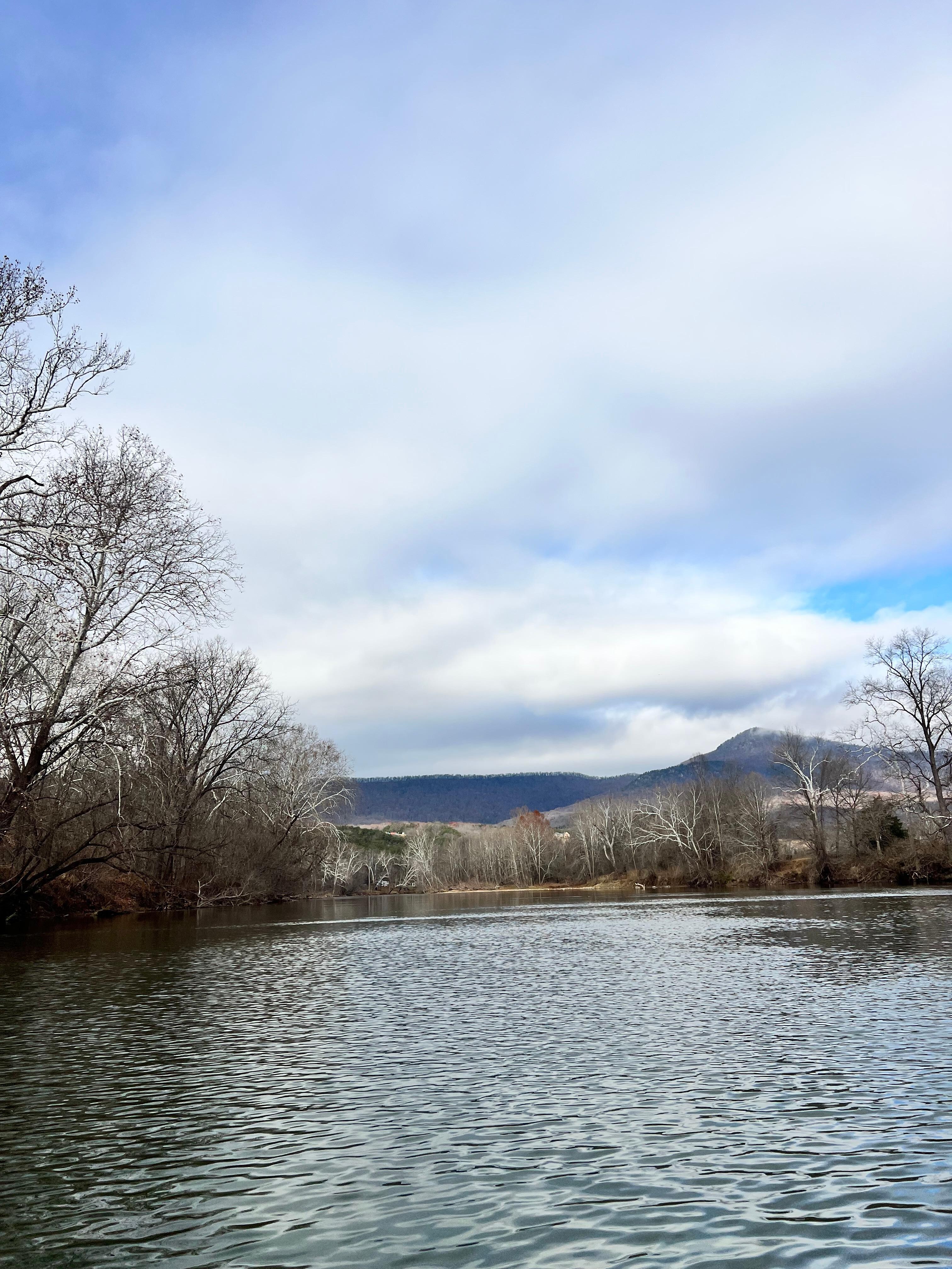 View from the kayak, parallel to the cabin.
