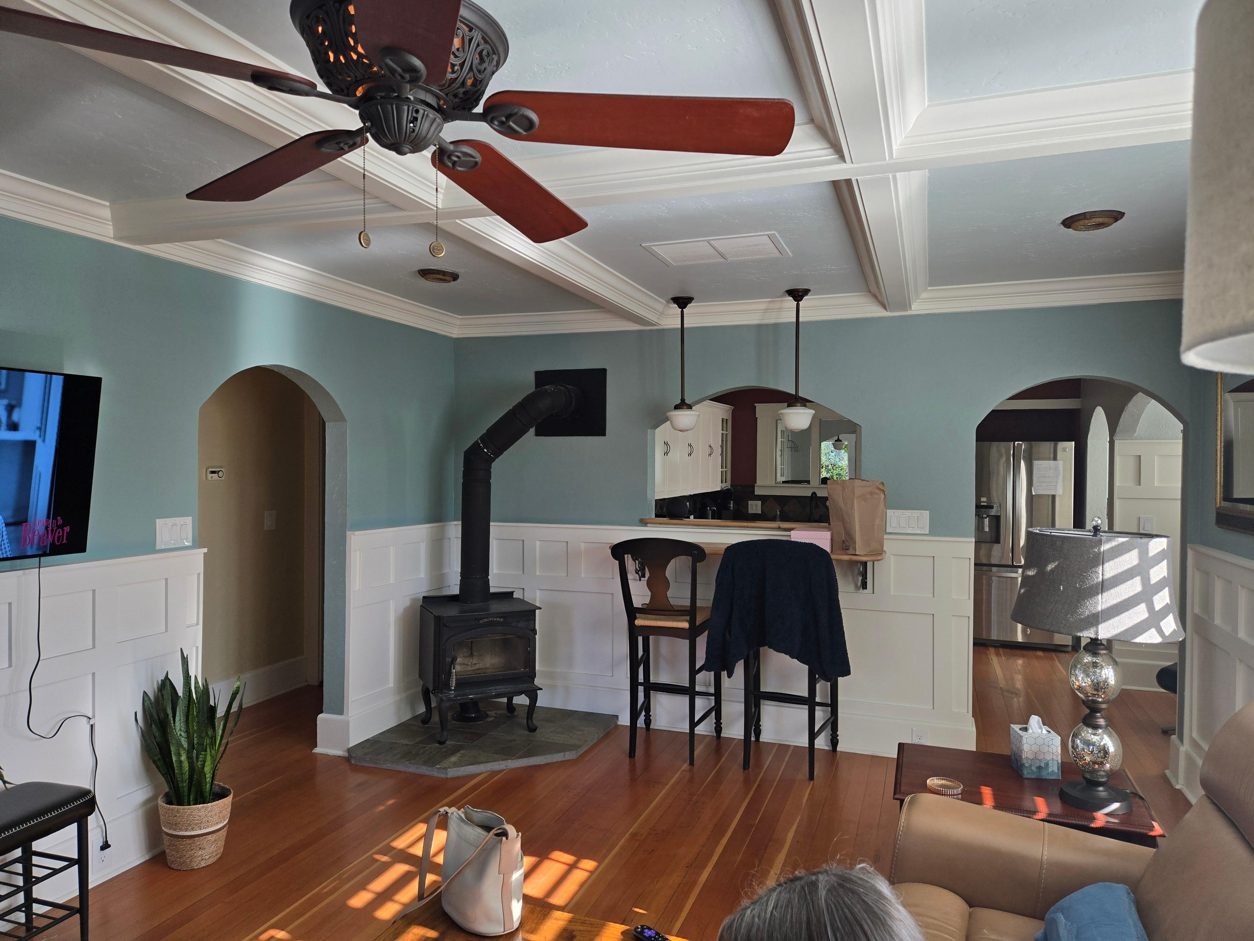 Livingroom into kitchen. Hall on left to bed and baths.