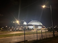 Walking back from the stadium.
