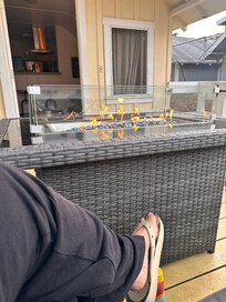 Cozy fire pit on the front deck.