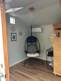 Swinging chair in zen den