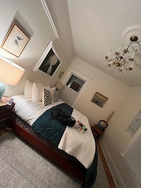 Super comfy bed with room to spread and large closet.