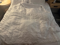 The only “blanket” on the bed which I believe was for a queen bed, but we had a king bed.