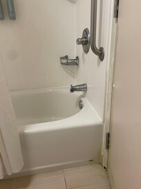 Water damage along trim, door and floor