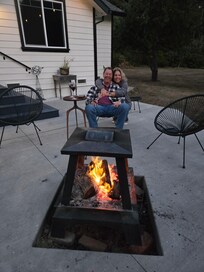 Relaxing by the fire