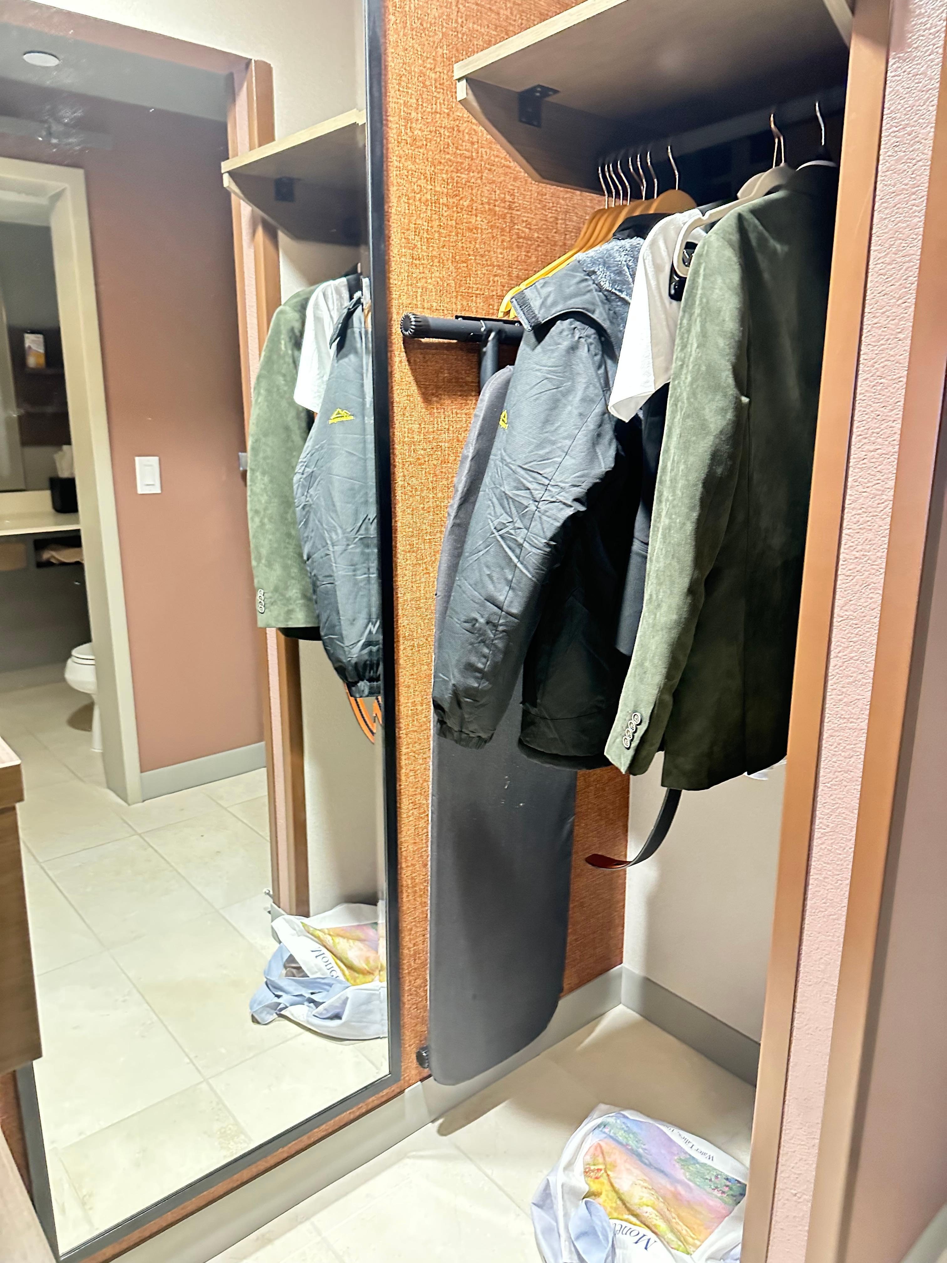 Hanging side of closet with storage