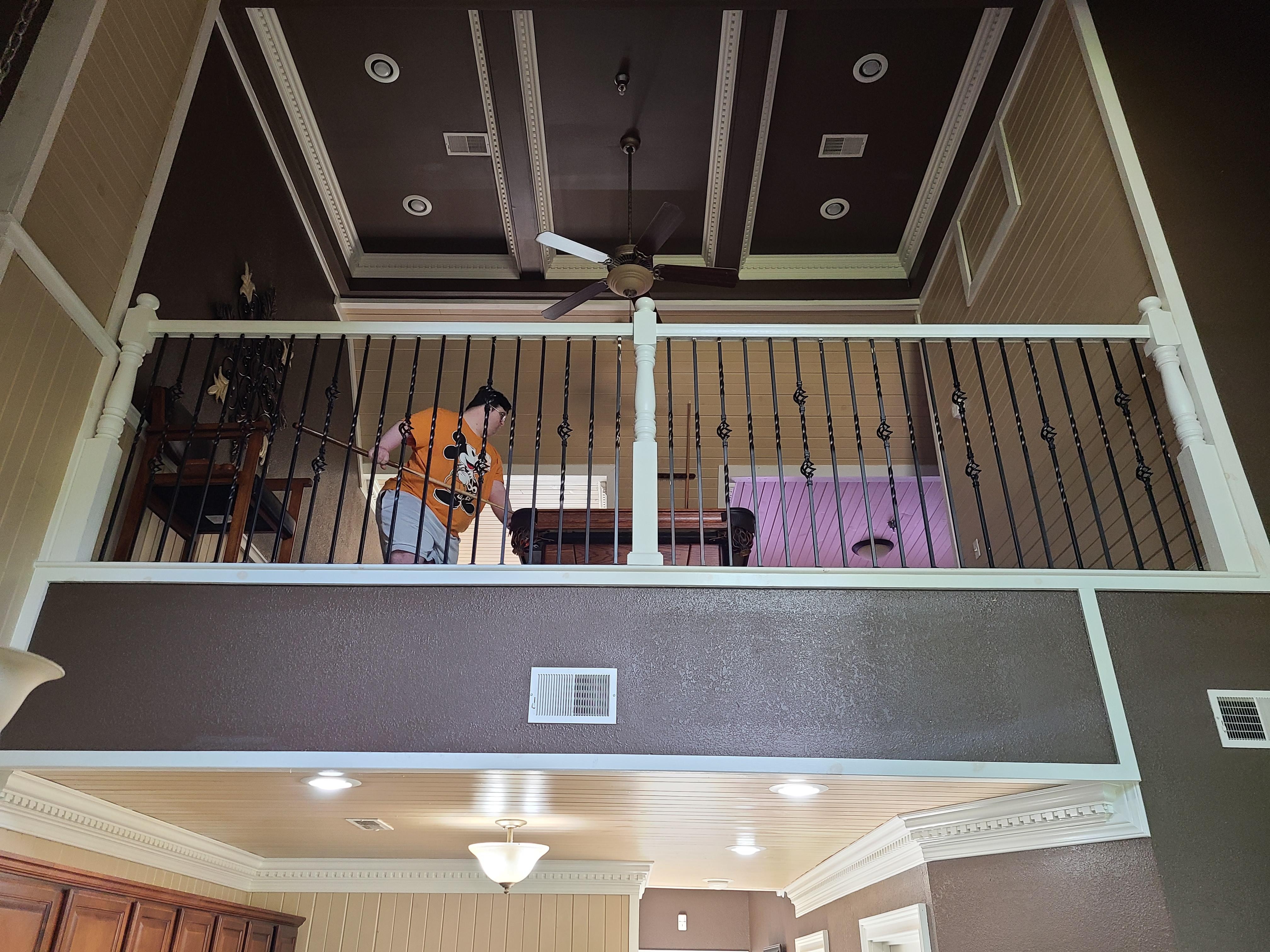 Playing pool in the loft.