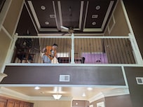 Playing pool in the loft.
