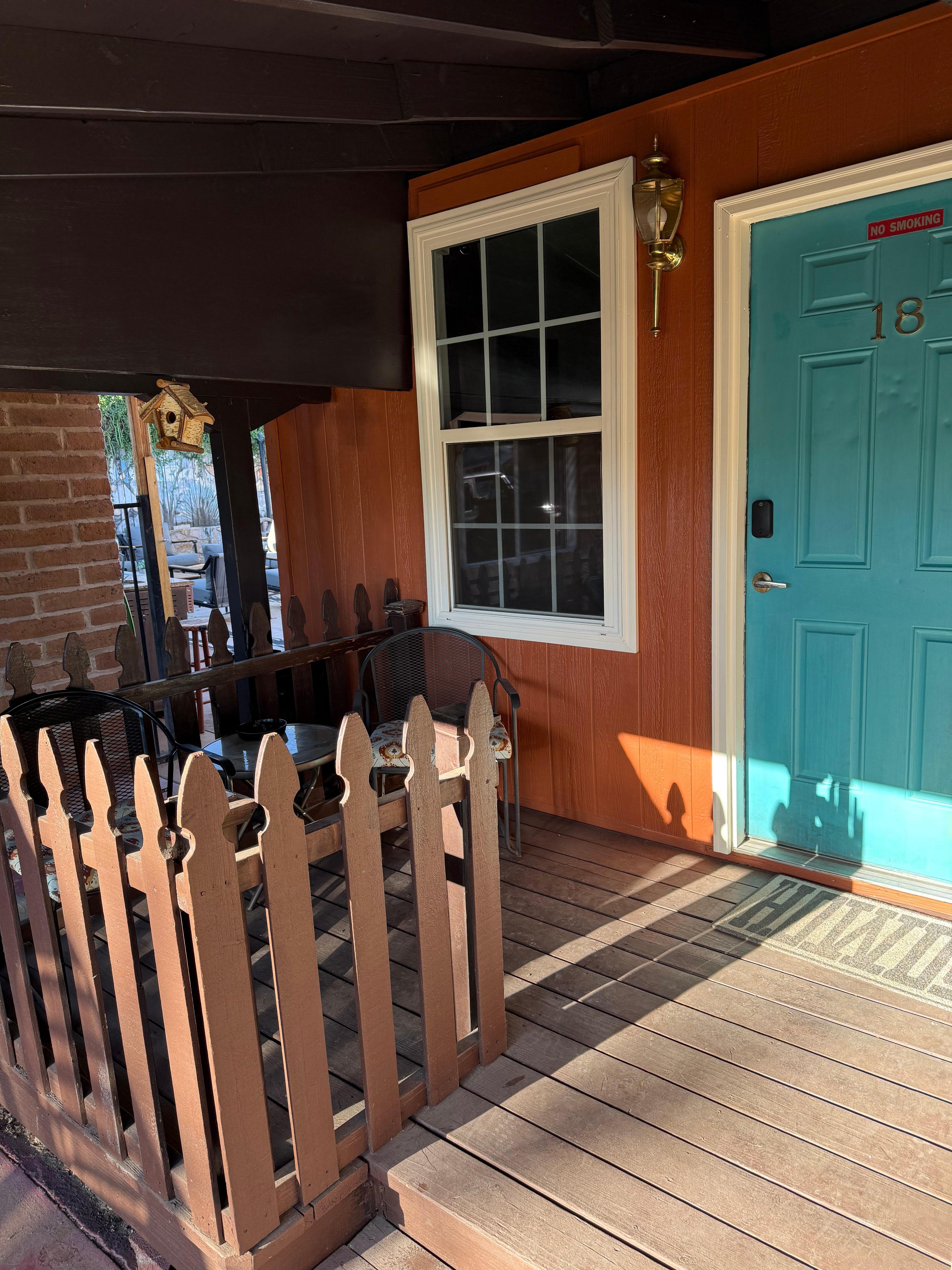 A small front porch of our room