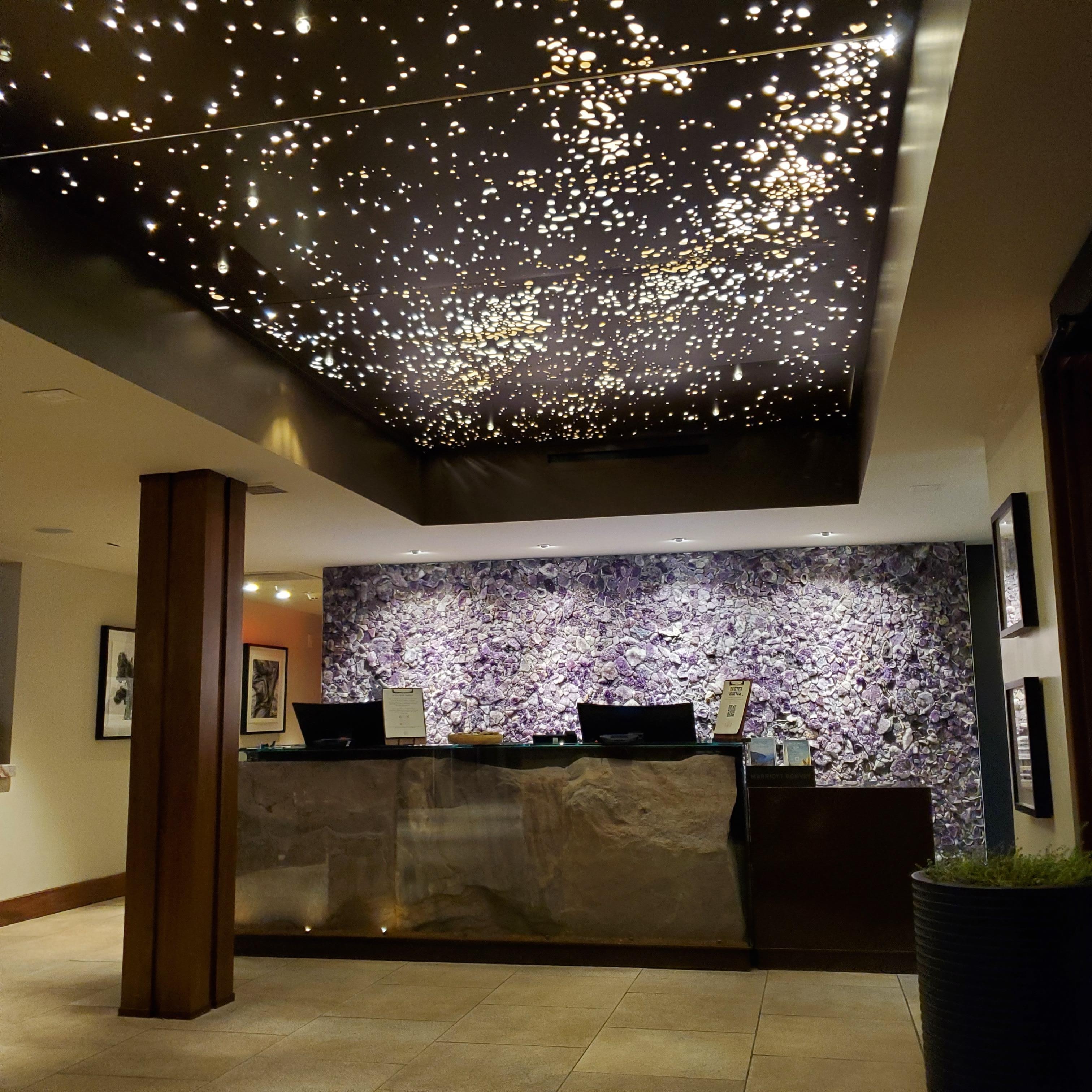 Beautiful Amethyst Wall in the Lobby.