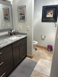 Huge bathrooms with walk in shower.