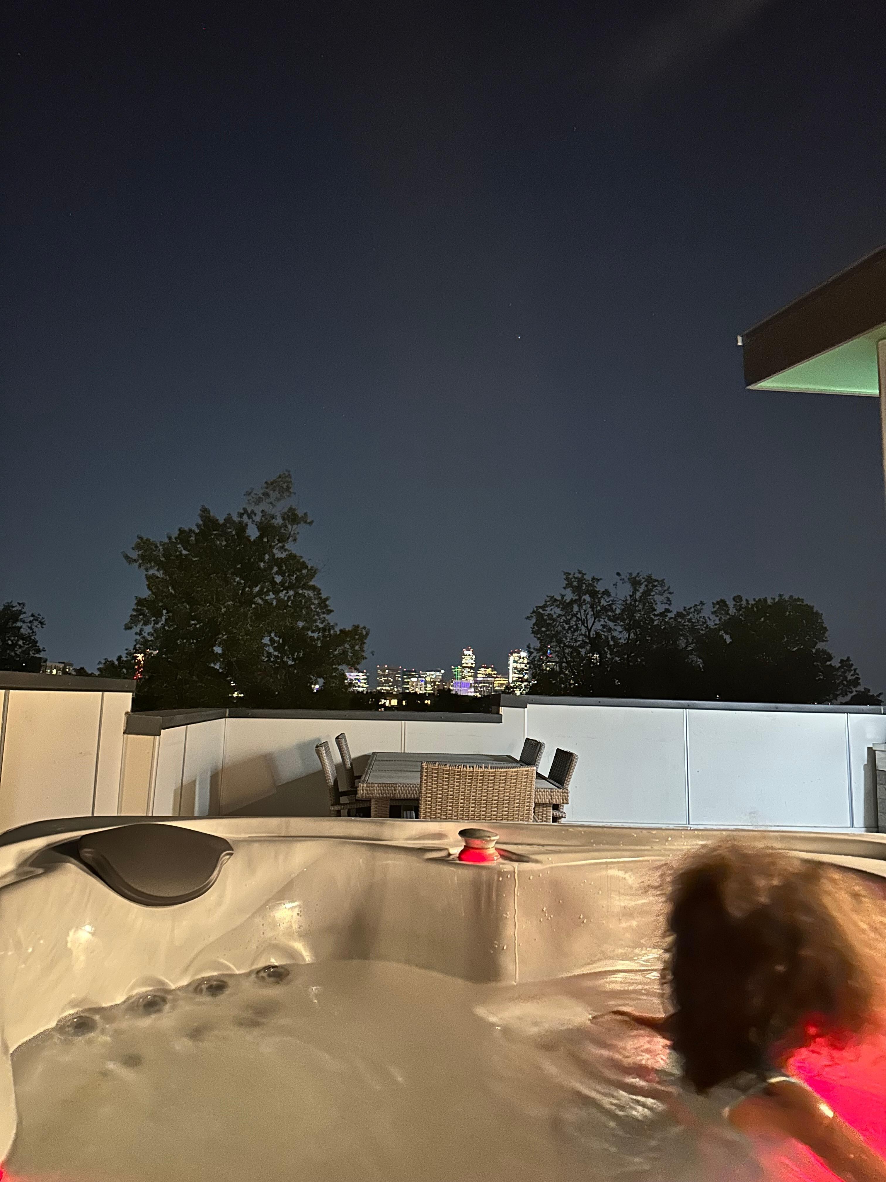 Beautiful Denver Skyline from the rooftop hot tub! 