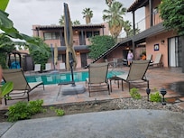 Wonderful ambience by heated pool and hot tub