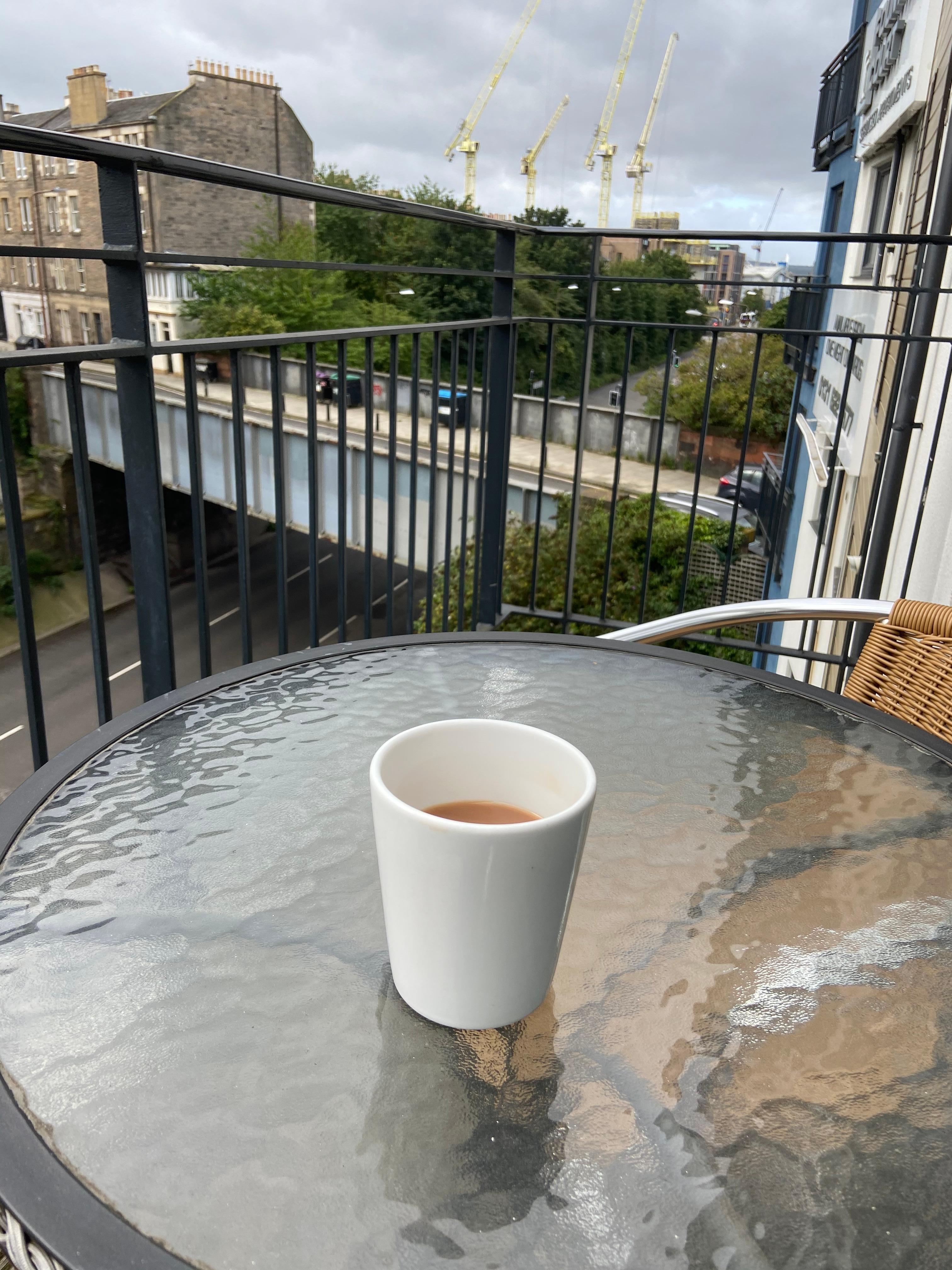 Cup of tea on the balcony each morning 