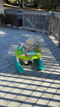 Grandson zooming on the deck!