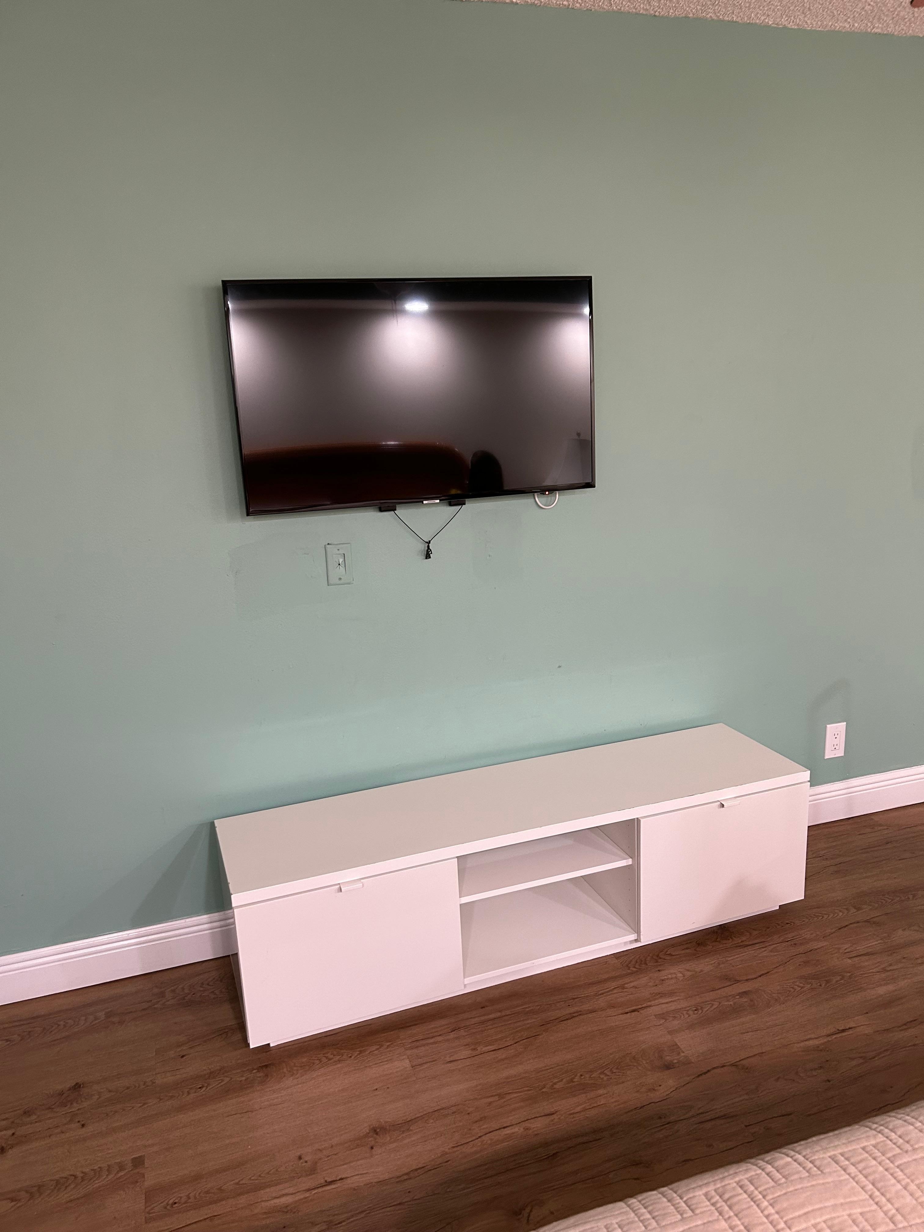 Very cheap looking furniture and TV. Horrible paint job on the walls.