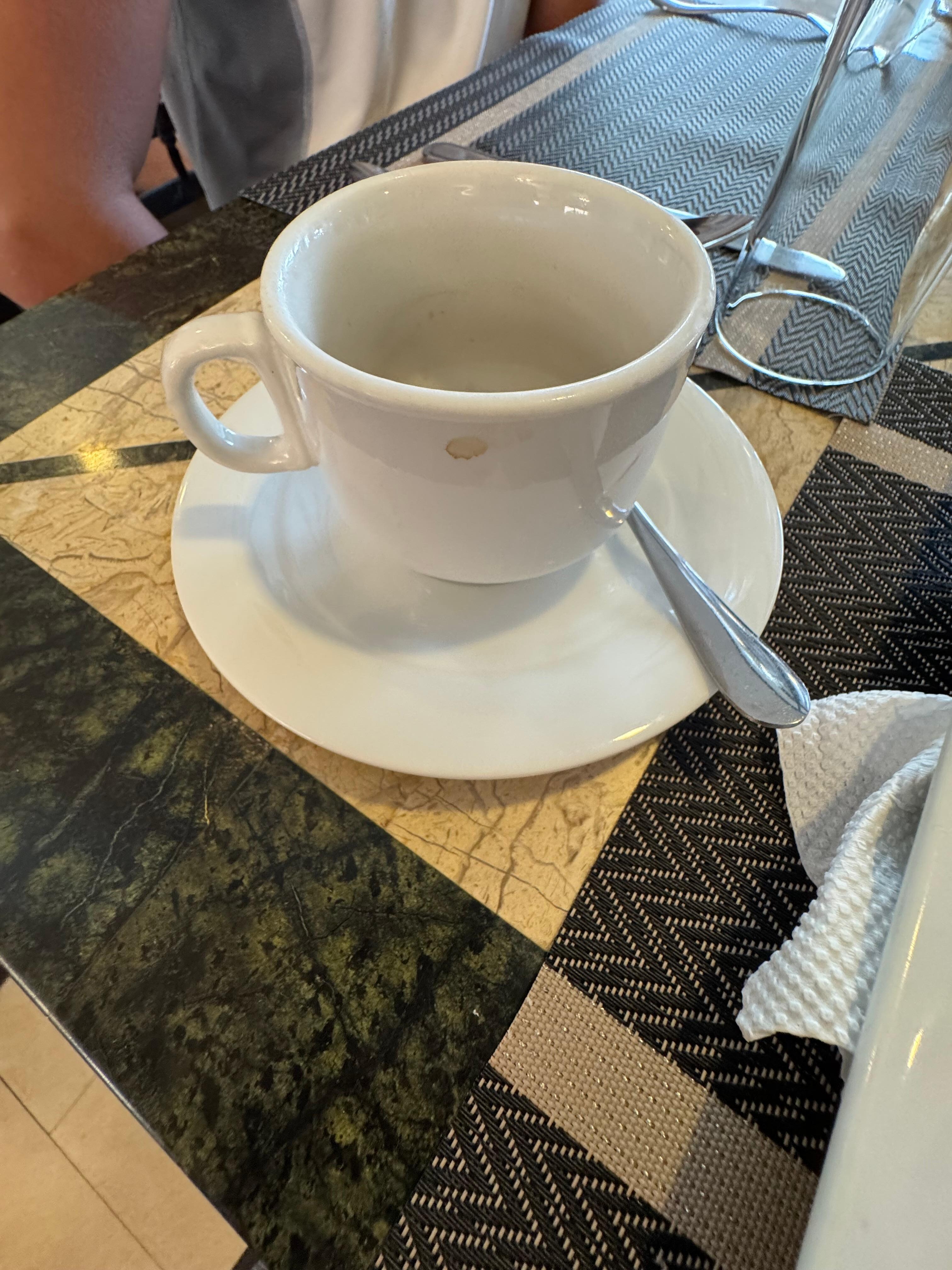 The size of their coffee mug with no refill