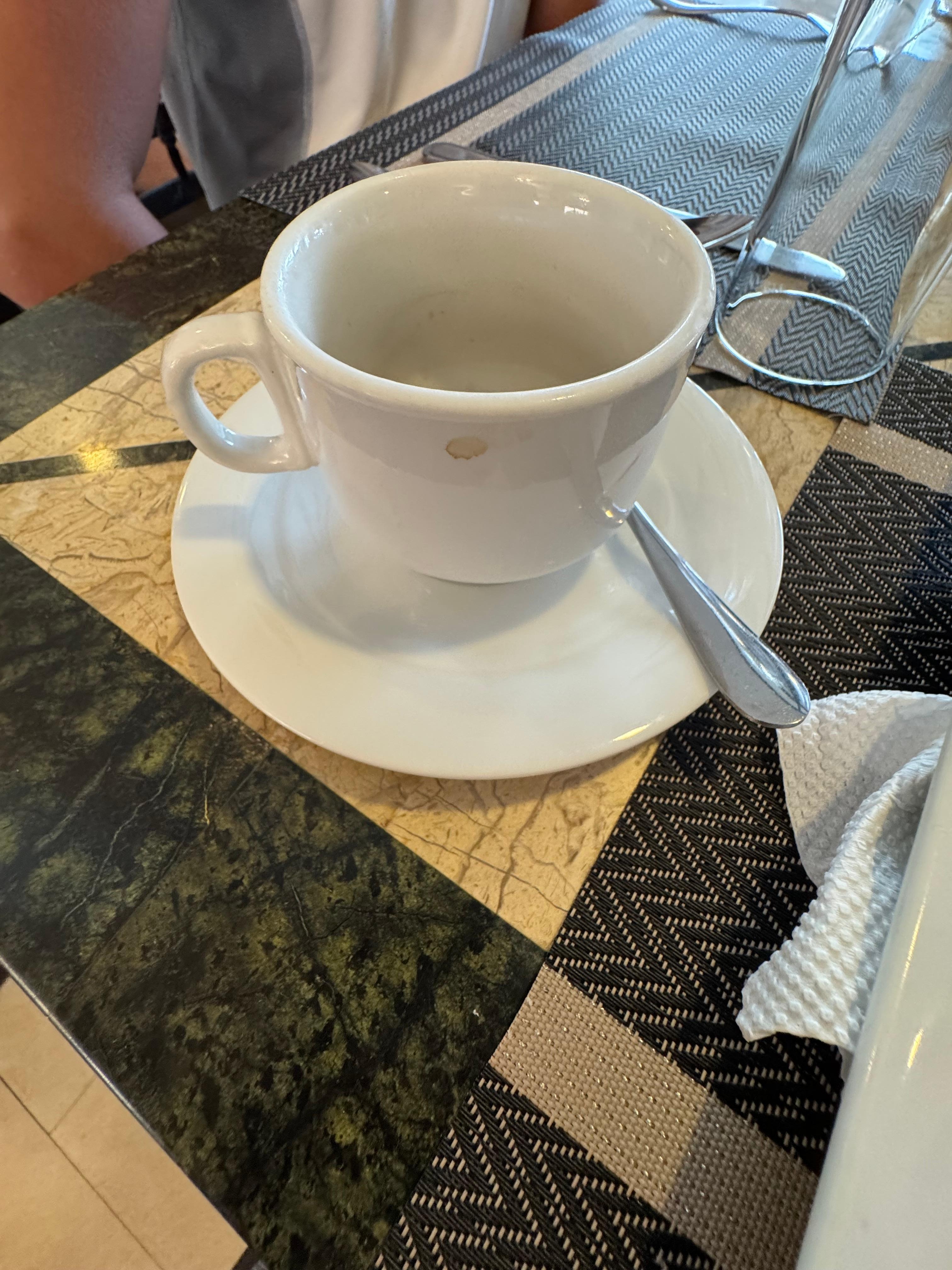 The size of their coffee mug with no refill