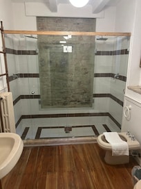 One of the lovely bathrooms, with a spa-like double shower.