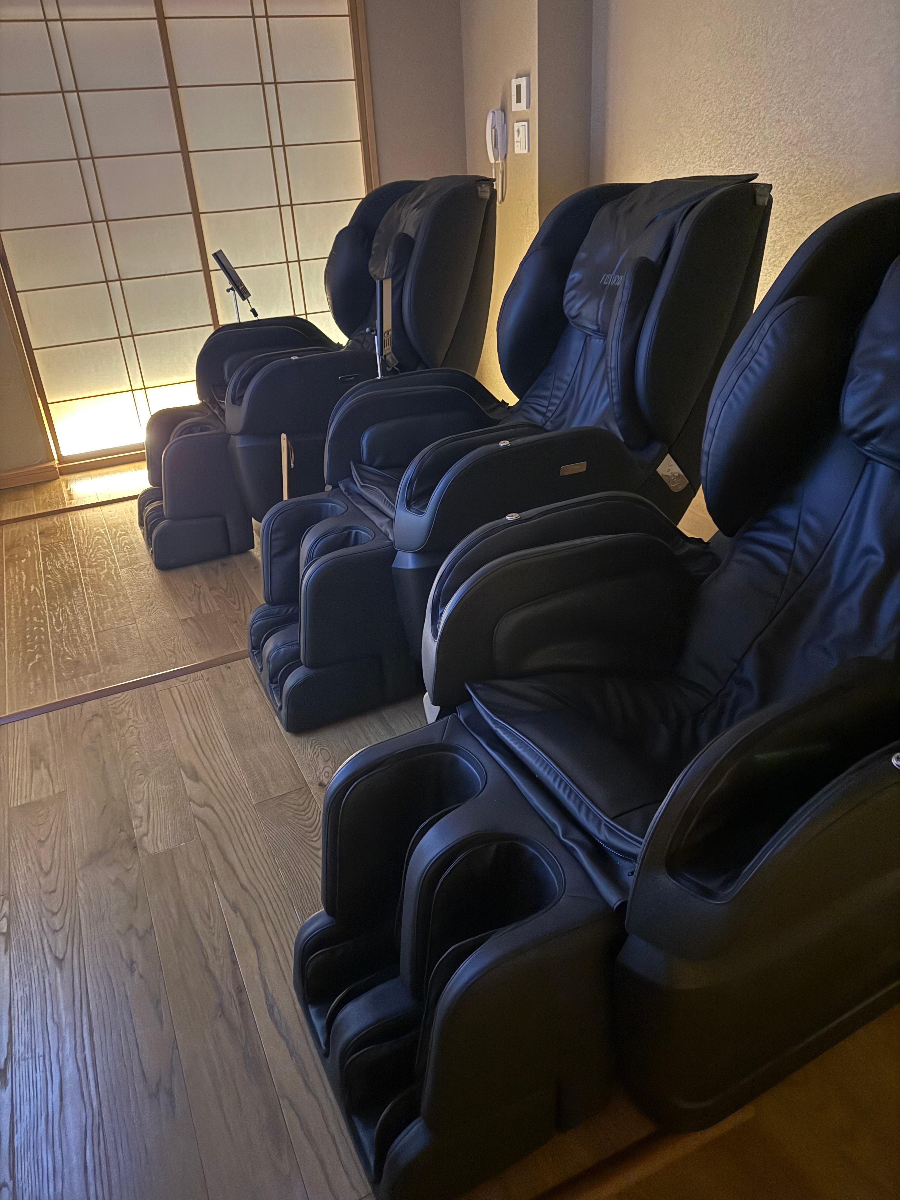 Massage chair after a long flight and exploring the city. 