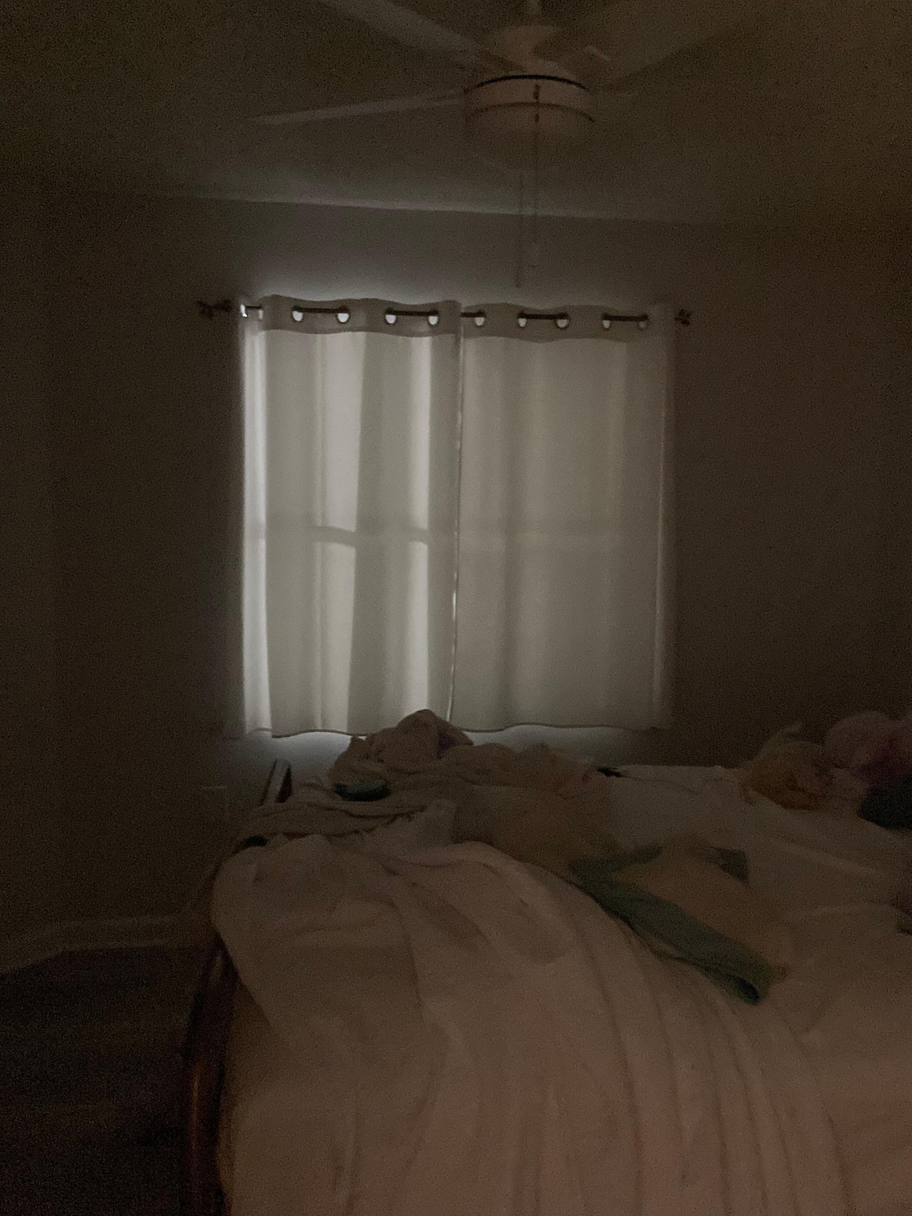 This was the view with  lights out and door closed after dark