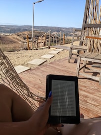Private patio with hammocks