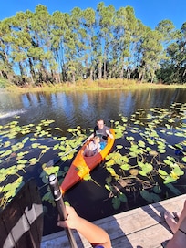 Pond and kayak