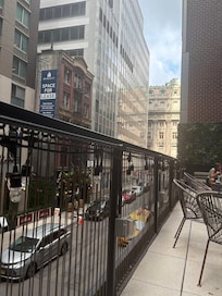 Outdoor terrace off the room where breakfast was served.