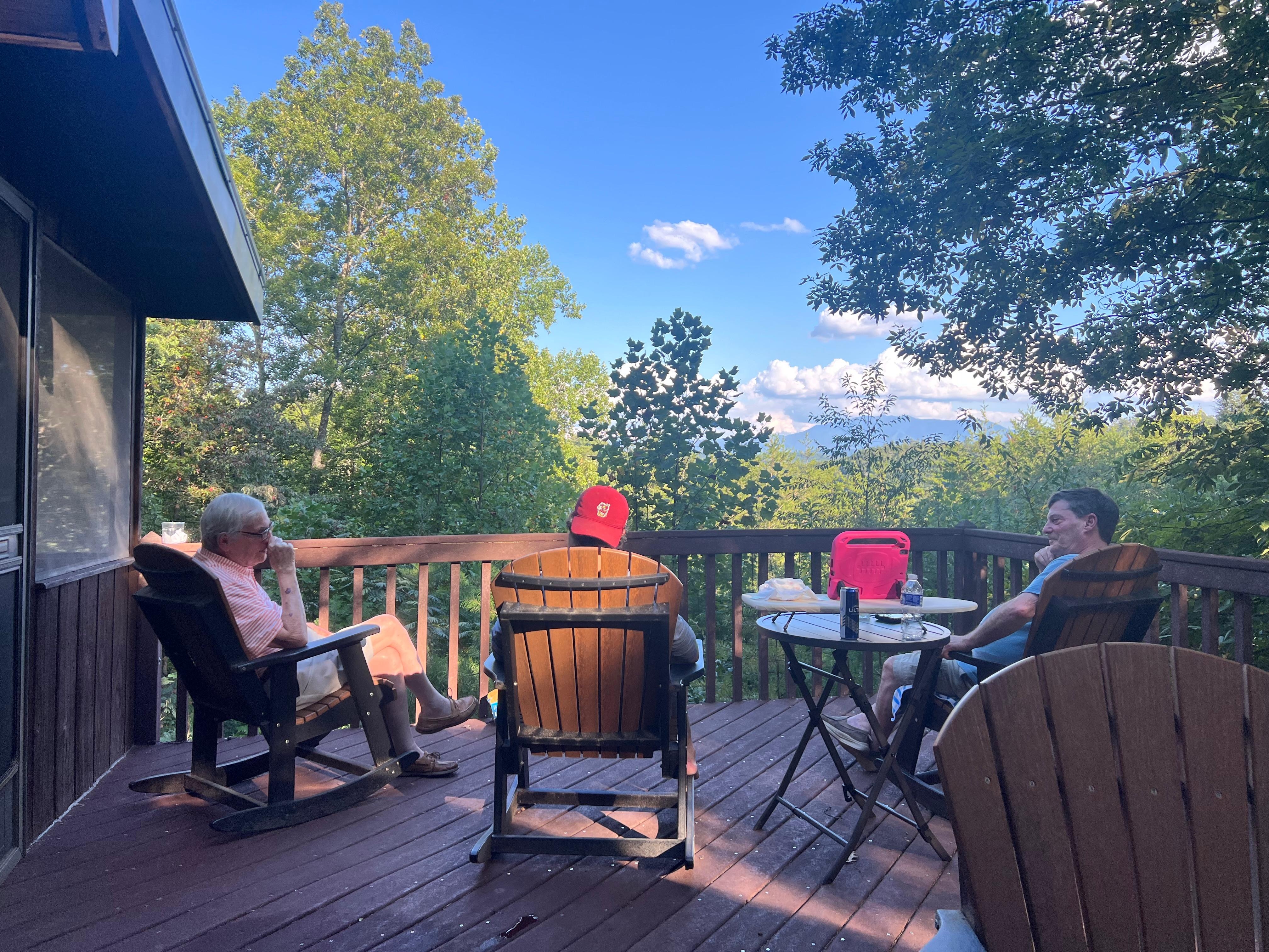 Three generations enjoying the view