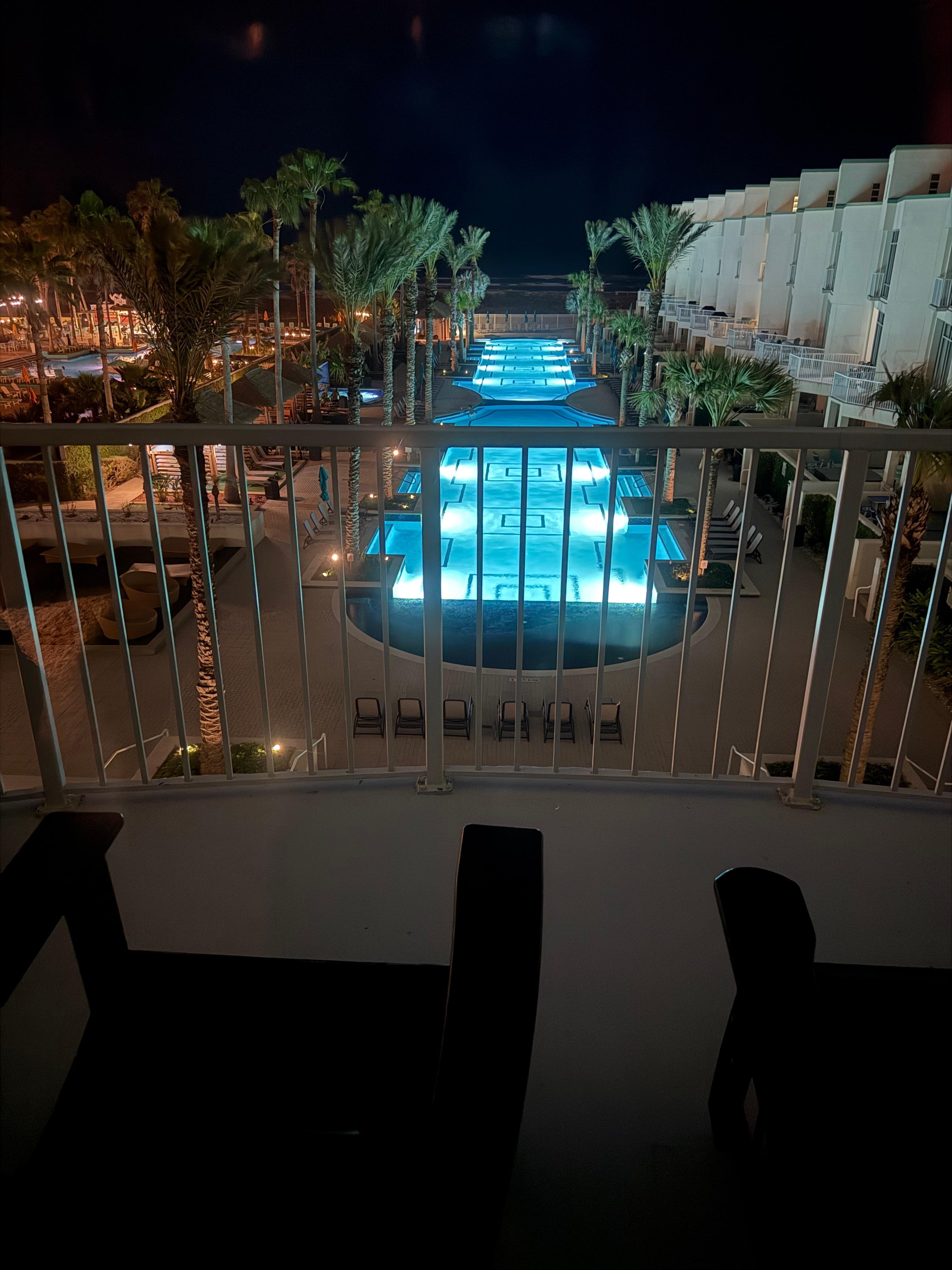 Pool is lit up at night