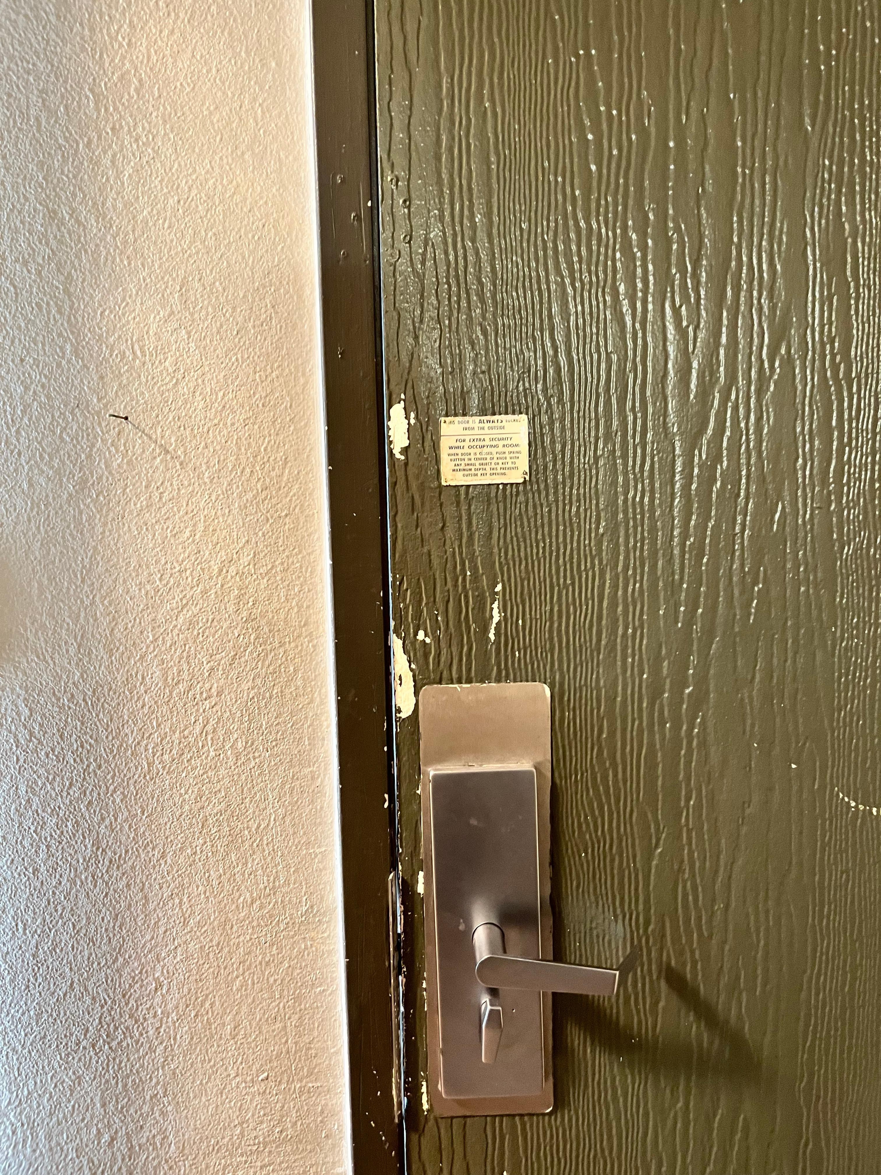 Misaligned front door - no chain lock and deadbolt did not work 