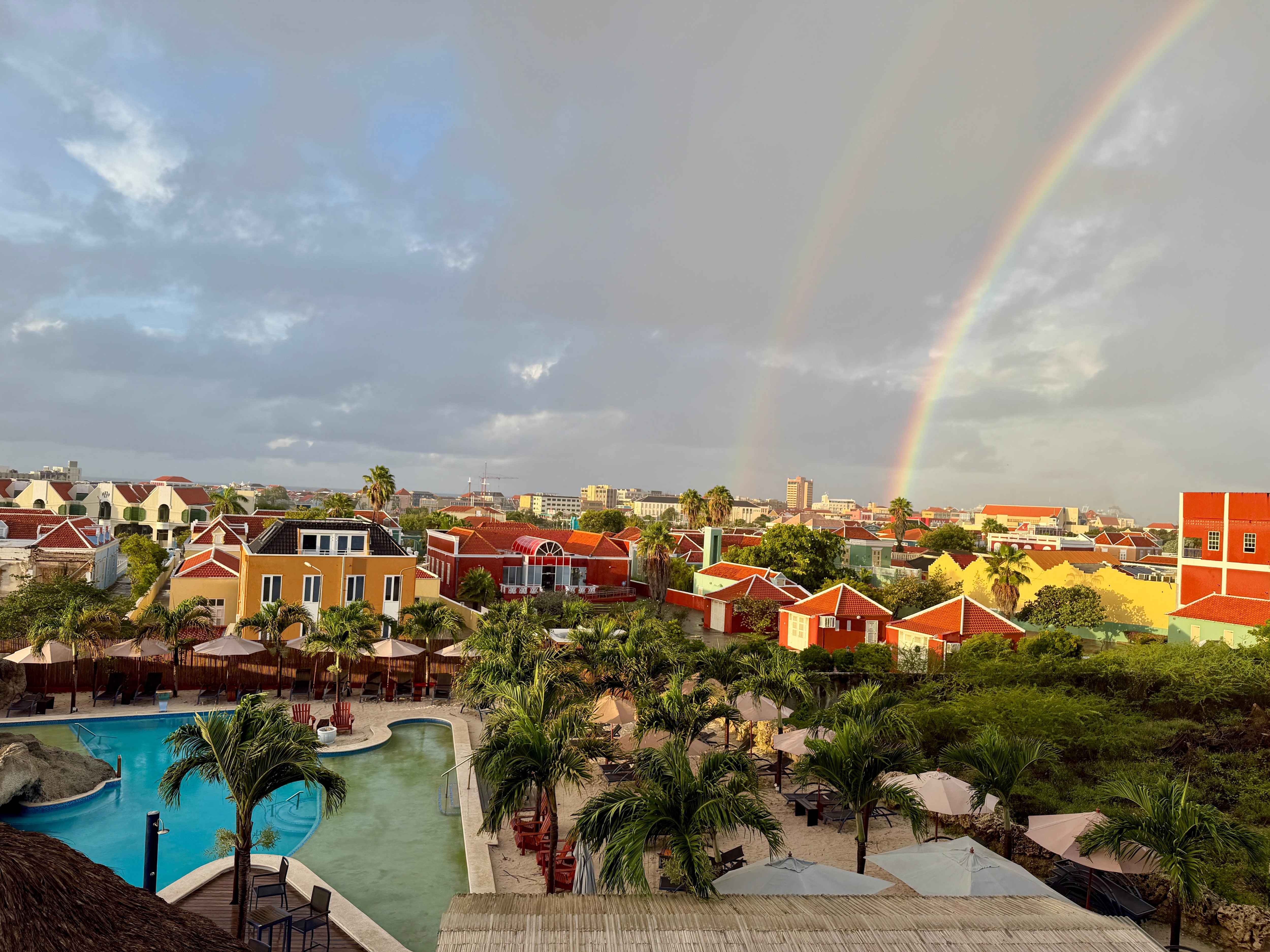 View of the pool and beyond from our penthouse apartment.