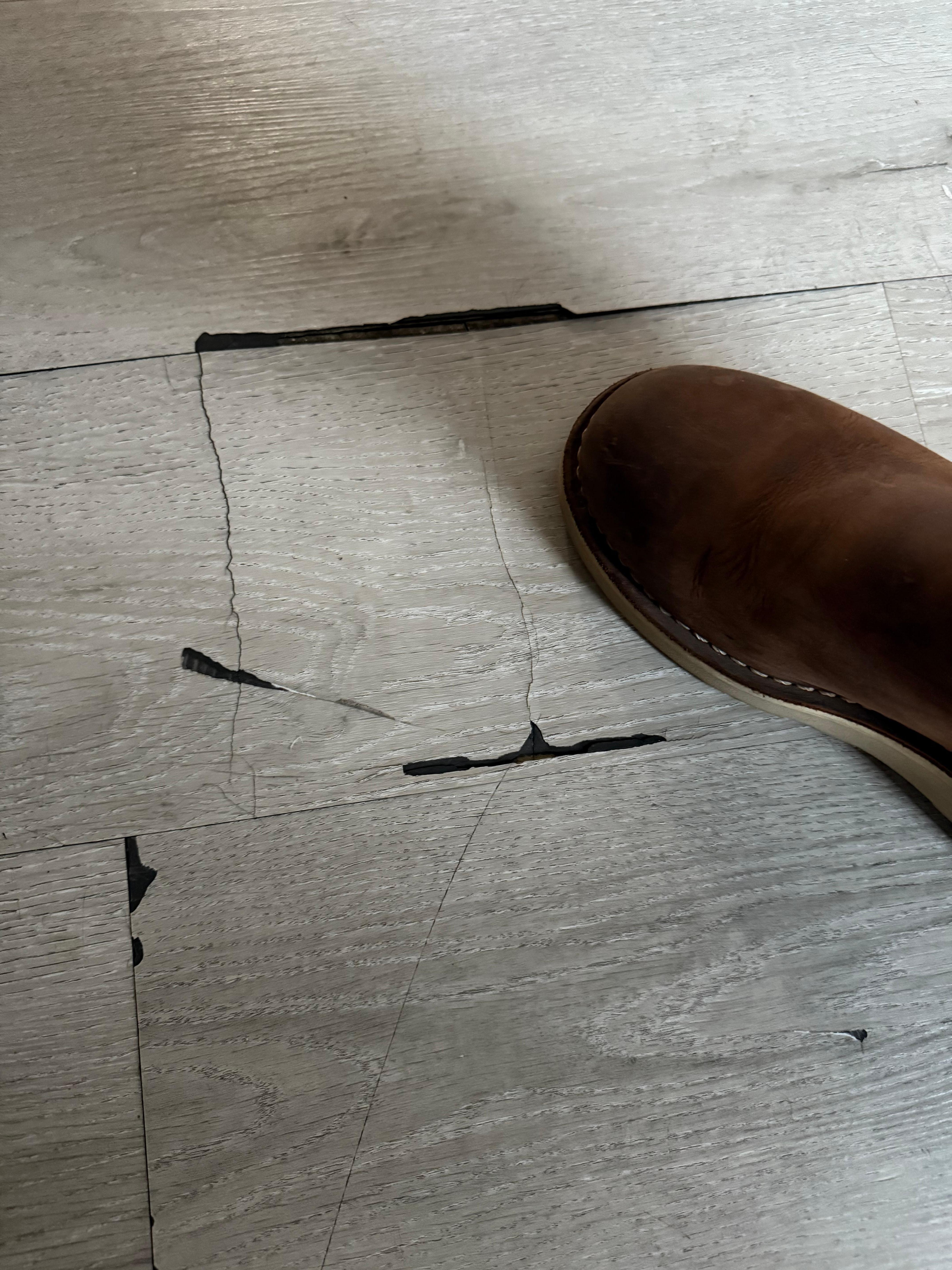 Soft spot in the floor where the flooring is broken 