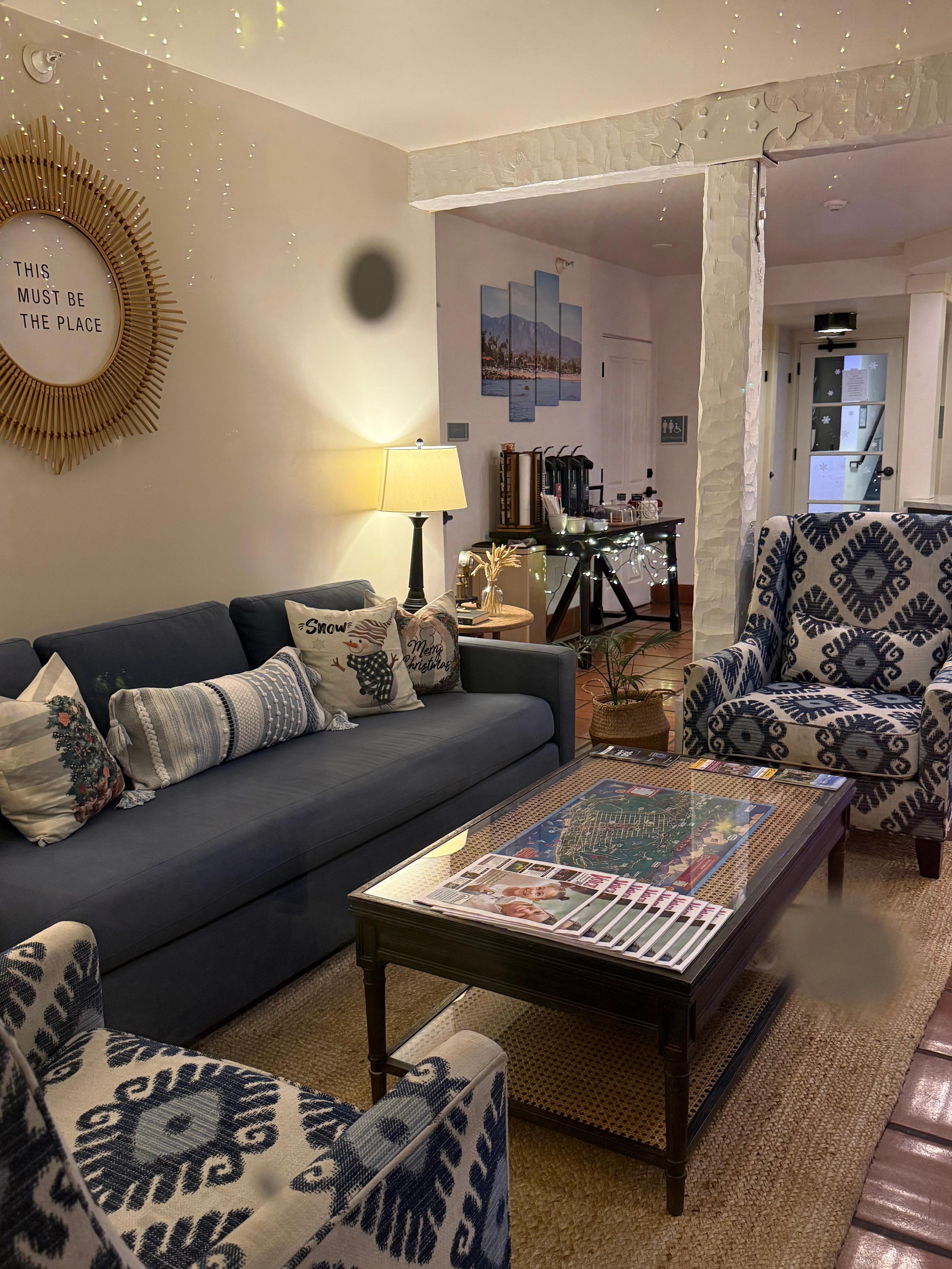 On the left side of as you walk into the lobby. 