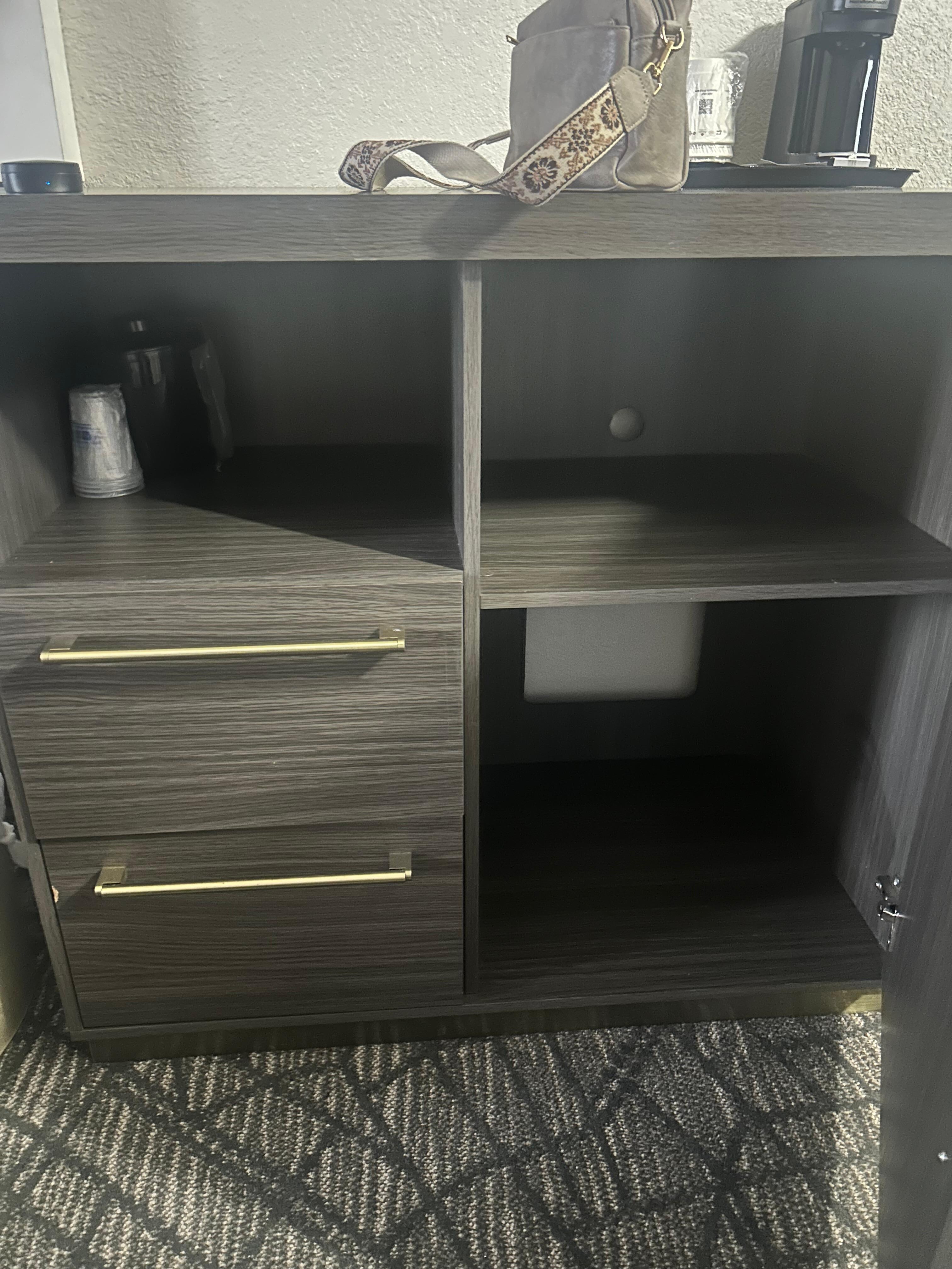 Microwave and fridge missing. 