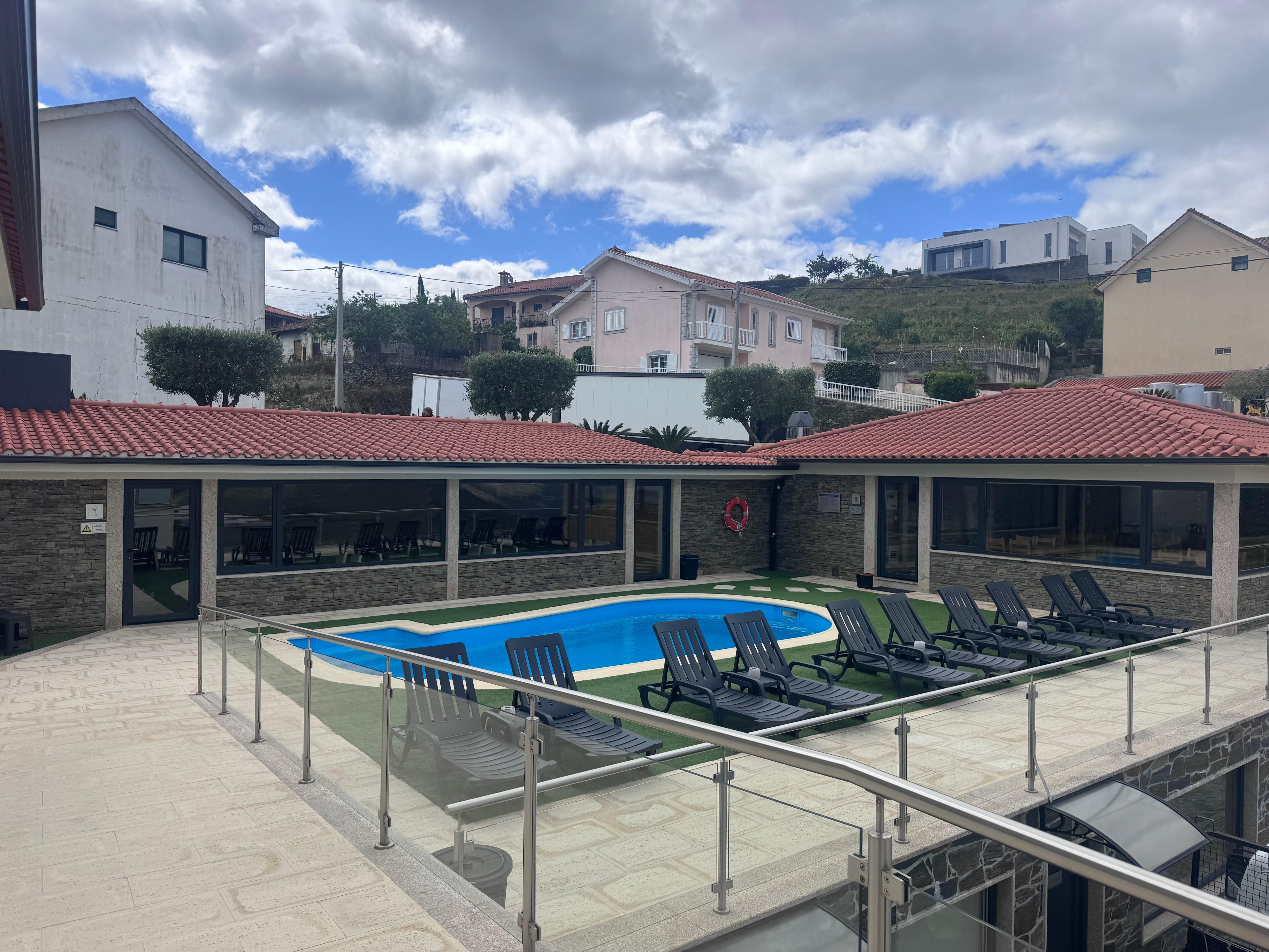 The pool and bar.