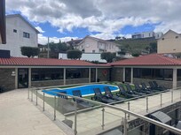 The pool and bar.
