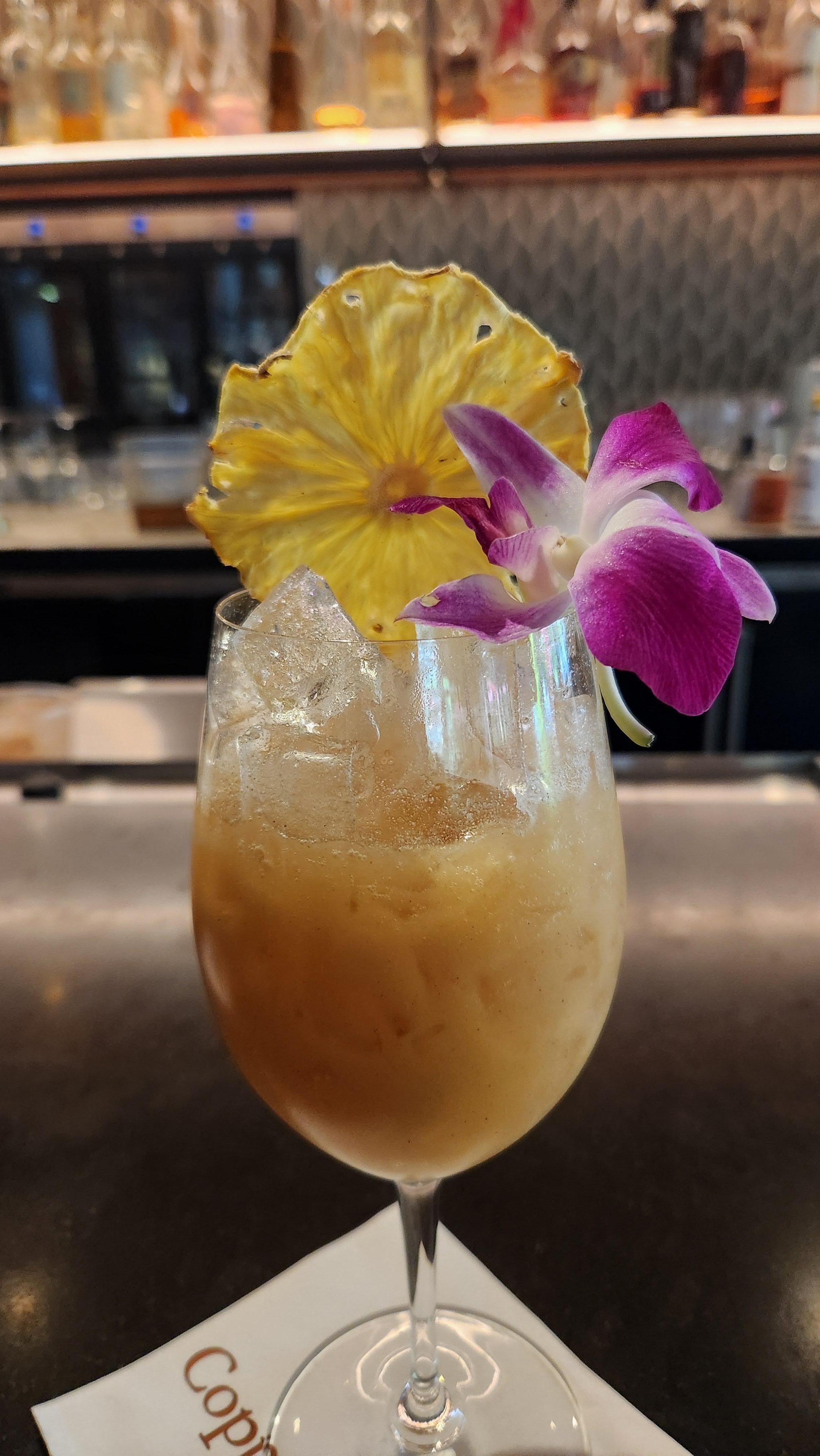 Delicious drink at the bar called the pearl diver.