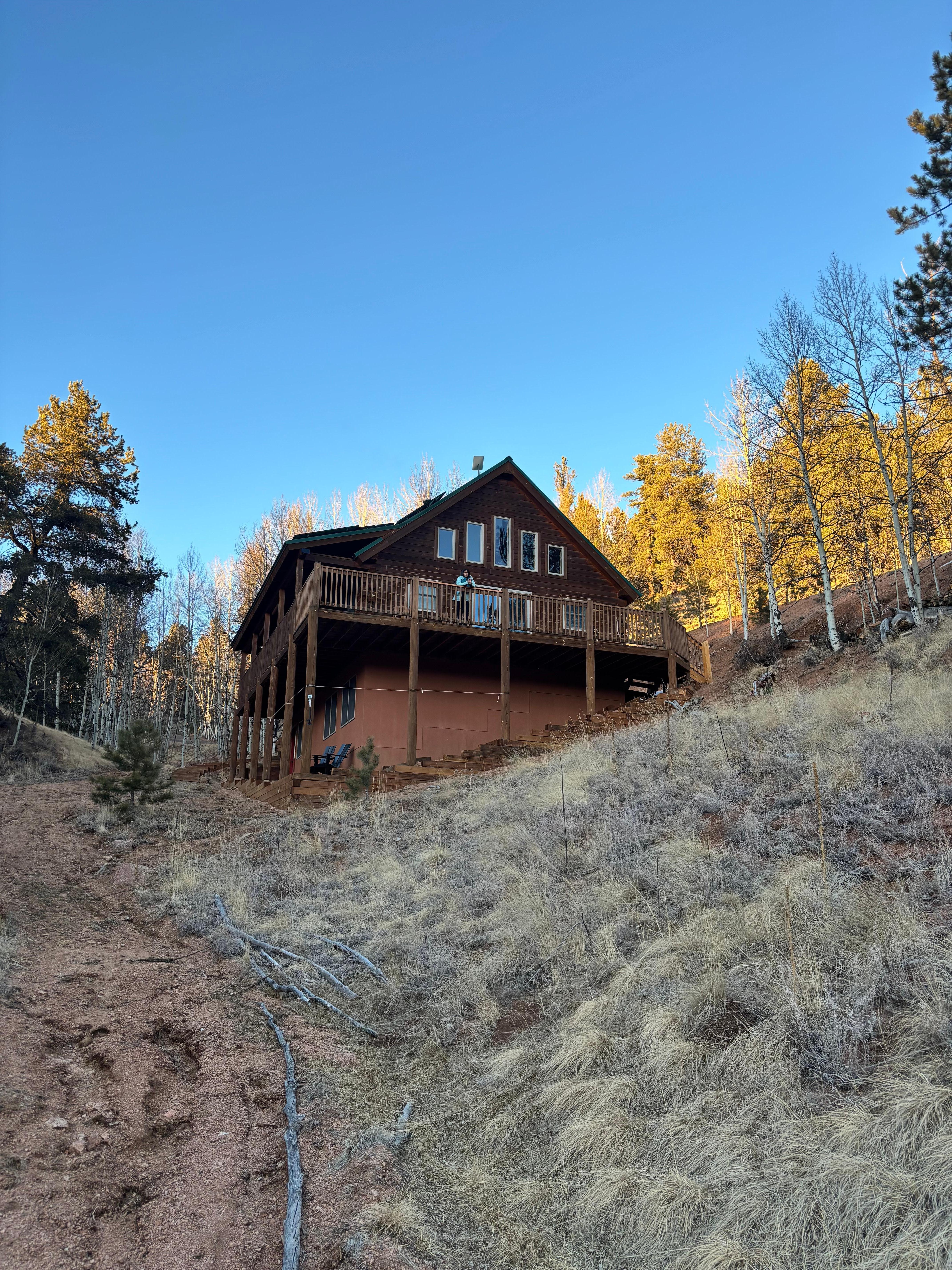 View of the cabin from valley
